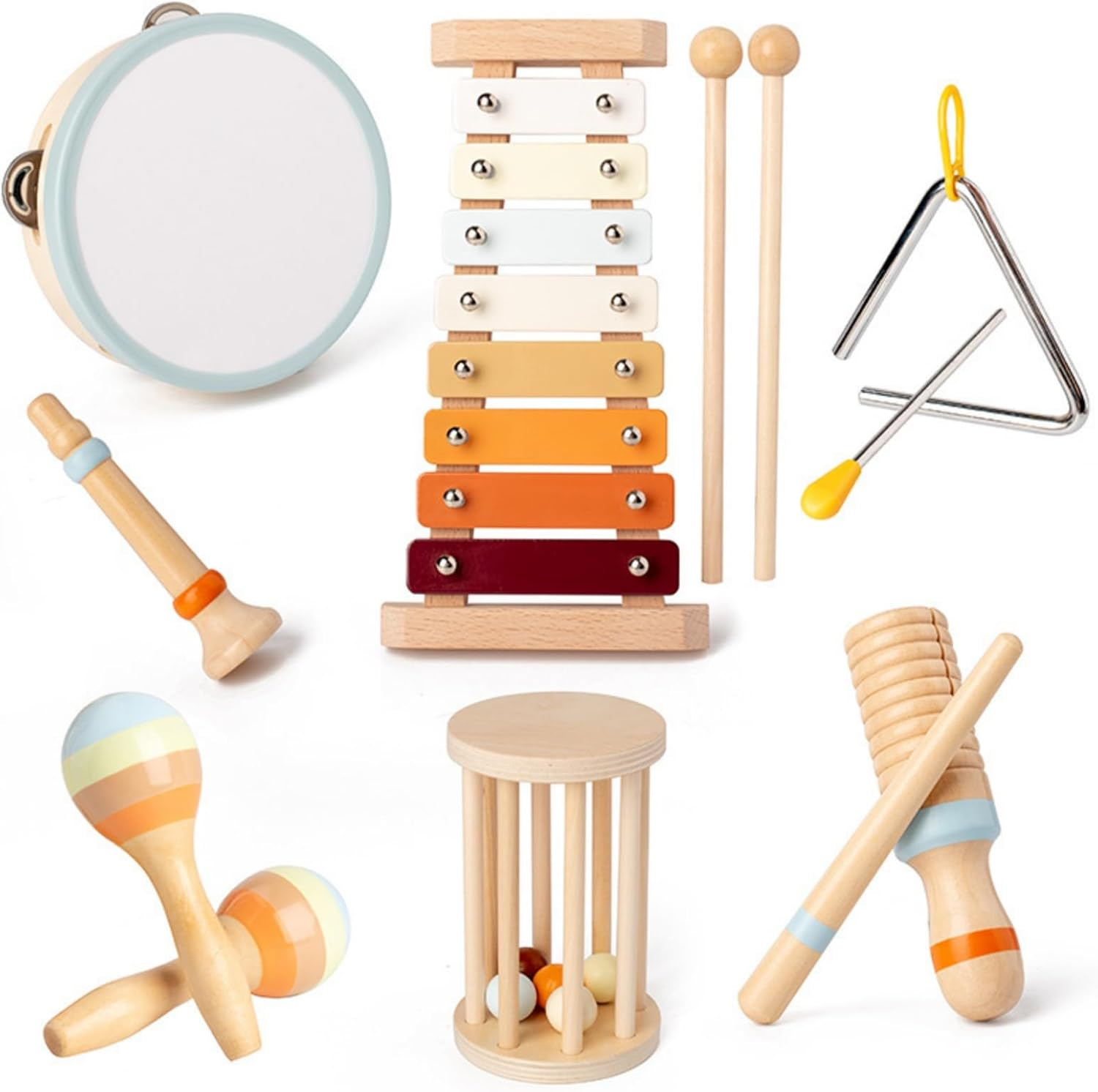 Sezhuol Toddler Musical Instruments, Montessori Wooden Percussion Instruments Toys for Kids, Musical Instruments Set for Kids, Kids Preschool Education Musical Toy, Gift for Boys Girls