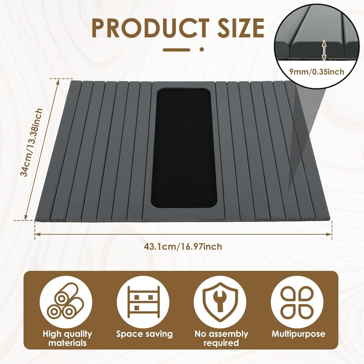 Sofa Arm Tray Wooden Sofa Tray Foldable Sofa Arm Table Tray No Assembly Couch Arm Table Flexible Sofa Tray Multifunctional Chair Armrest Table Couch Armrest Tray for Eating Drinks Snacks (Light Gray) image number 1