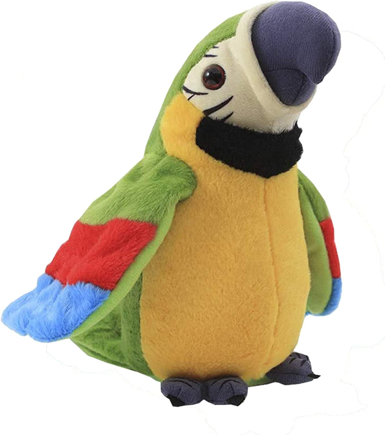 Talking Macaw Parrot Repeat What You Say Stuffed Animal Plush Toy Electronic Record Animated Bird Shake Wings Speaking Parrot Pet Plush Interactive Toys for Kids Boys Girls Christmas Birthday Gift