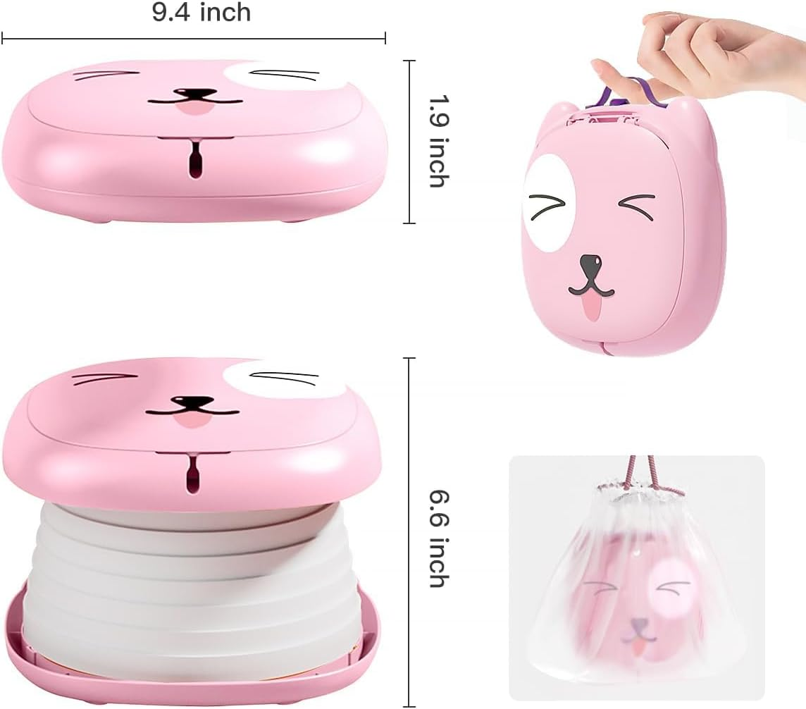 ZONEY Portable Potty, Travel Foldable Training Toilet for Car Camping Indoor Outdoor Bathroom, Kids Training Toilet for Boys Girls Baby Toddler (Pink) - Grey image number 2