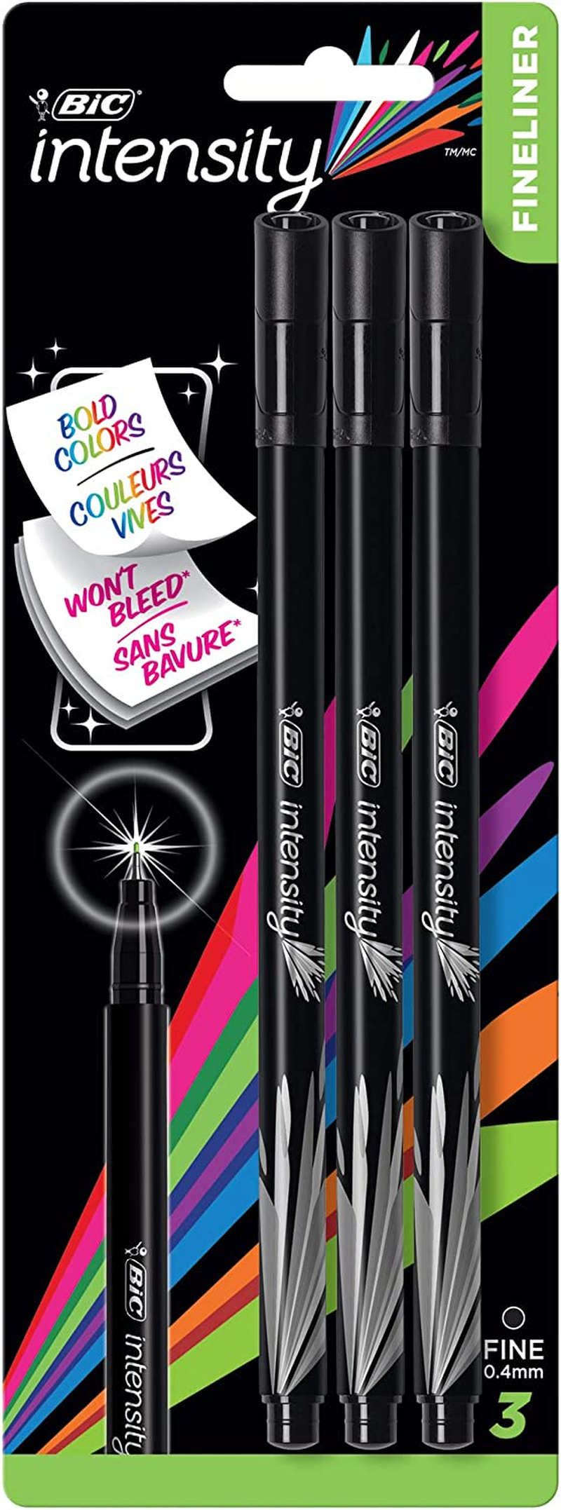 BIC Intensity Fineliner Felt Tip Pen Fine Point (0.8 Mm) - Assorted Colours, Pack of 4 Fineliner Pens, 942082