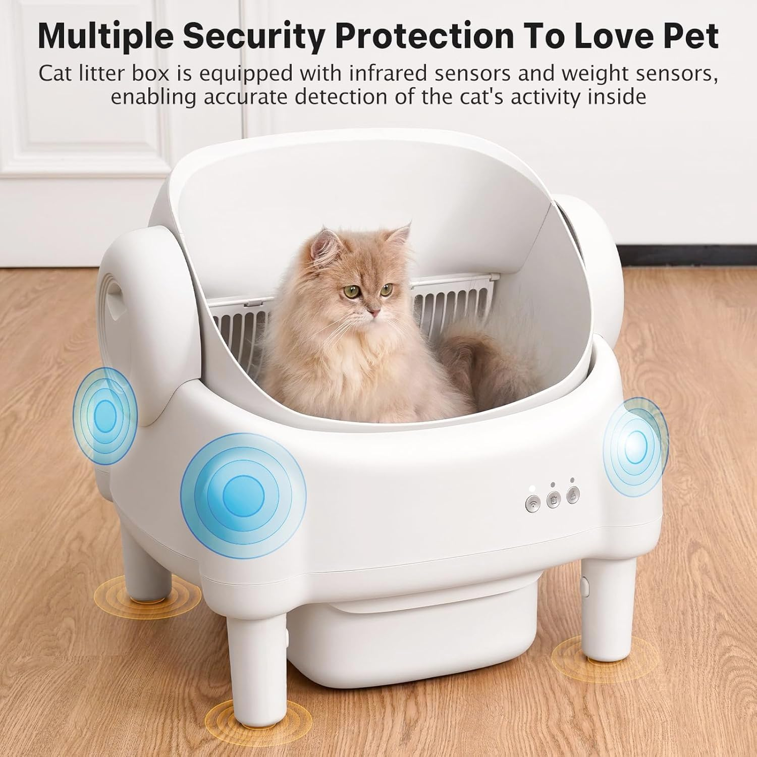 Automatic Cat Litter Box Open Top Design Self Cleaning Cat Litter Box for Multiple Cats with App Control Safety Protection and 11L Large Waste Bin with Trash Bags image number 2