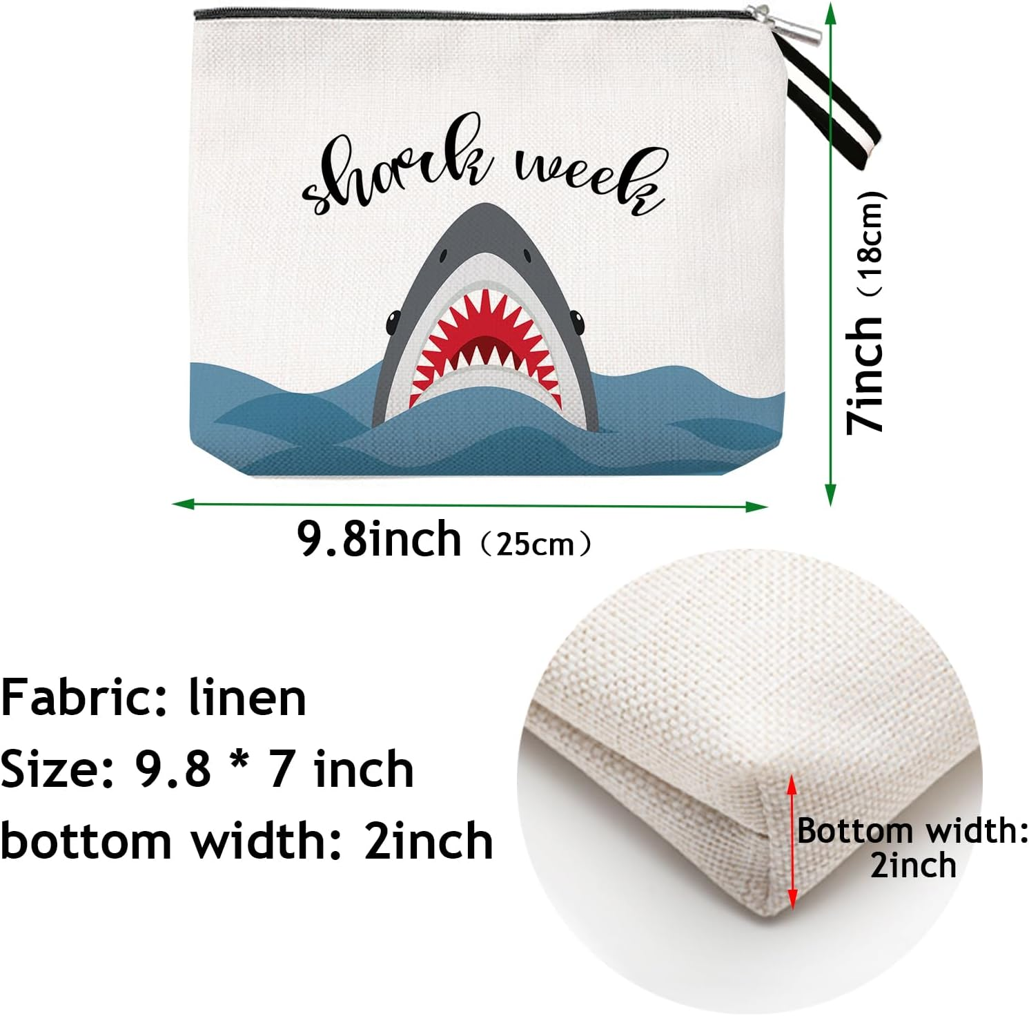 OUZ Shark Gifts for Girls Shark Gift Makeup Bag Sharks Week Gift Birthday Gifts for Shark Girl Animal Lover Gift Cosmetic Bag Graduation Gifts for Friend Sister Daughter Cosmetic Travel Pouch, Beige,