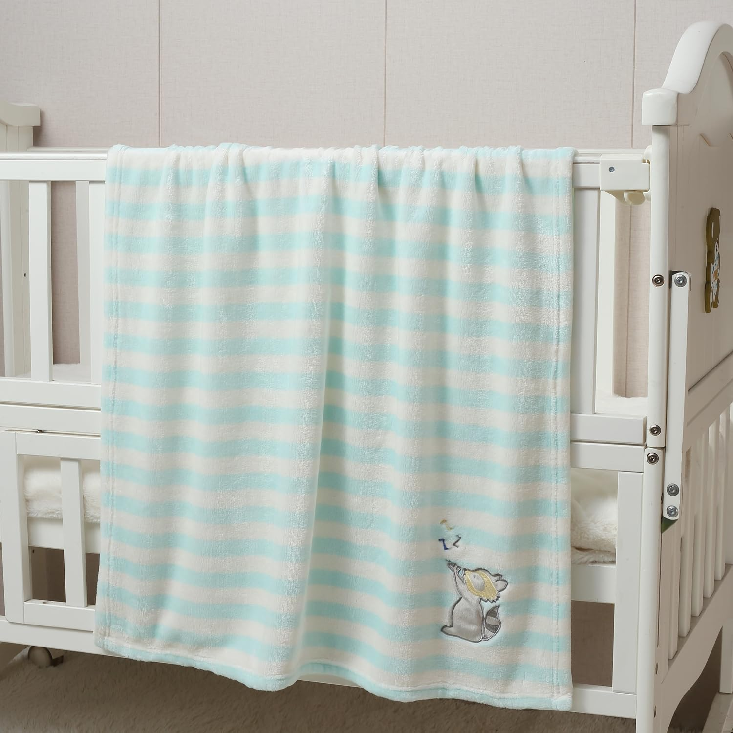 CREVENT 76X102Cm Cute Cozy Fluffy Warm Baby Blanket for Girls Boys Infants Toddlers' Bedding Crib Cot Stroller, Baby Shower Newborn - Racoon image number 3