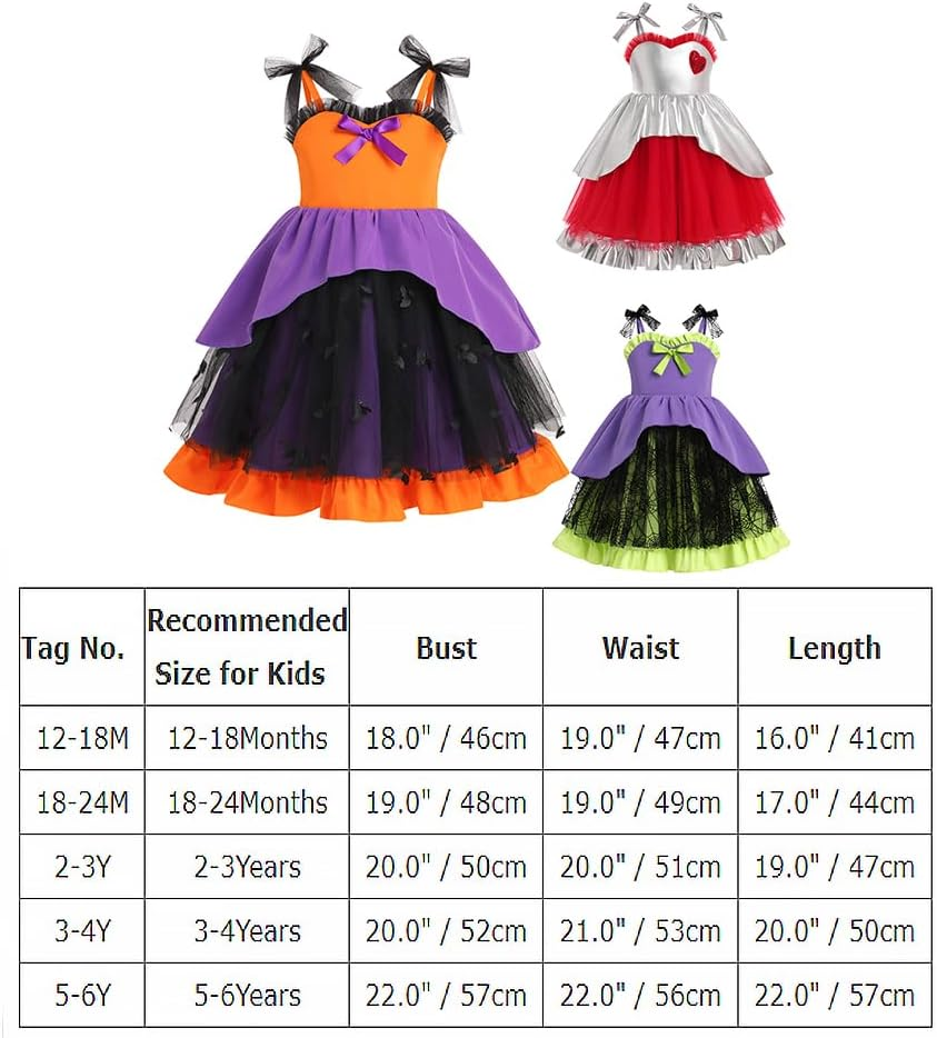 IDOPIP Baby Girls Halloween Tutu Dress Pumpkin Witch Princess Birthday Party Dresses Ruffle Tulle Bowknot Dress up Costume image number 3