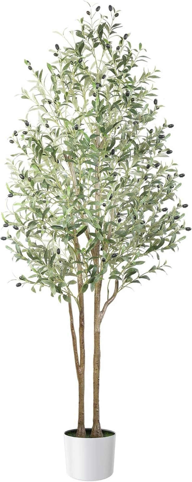 Alupssuc 6Ft Artificial Olive Trees, Faux Olive Tree Indoor with Natural Wood Trunk & Lifelike Fruits, Fake Olive Tree with White Planter for Home Balcony Office Garden Room Decor Gift, 6 Feet, 180CM image number 5