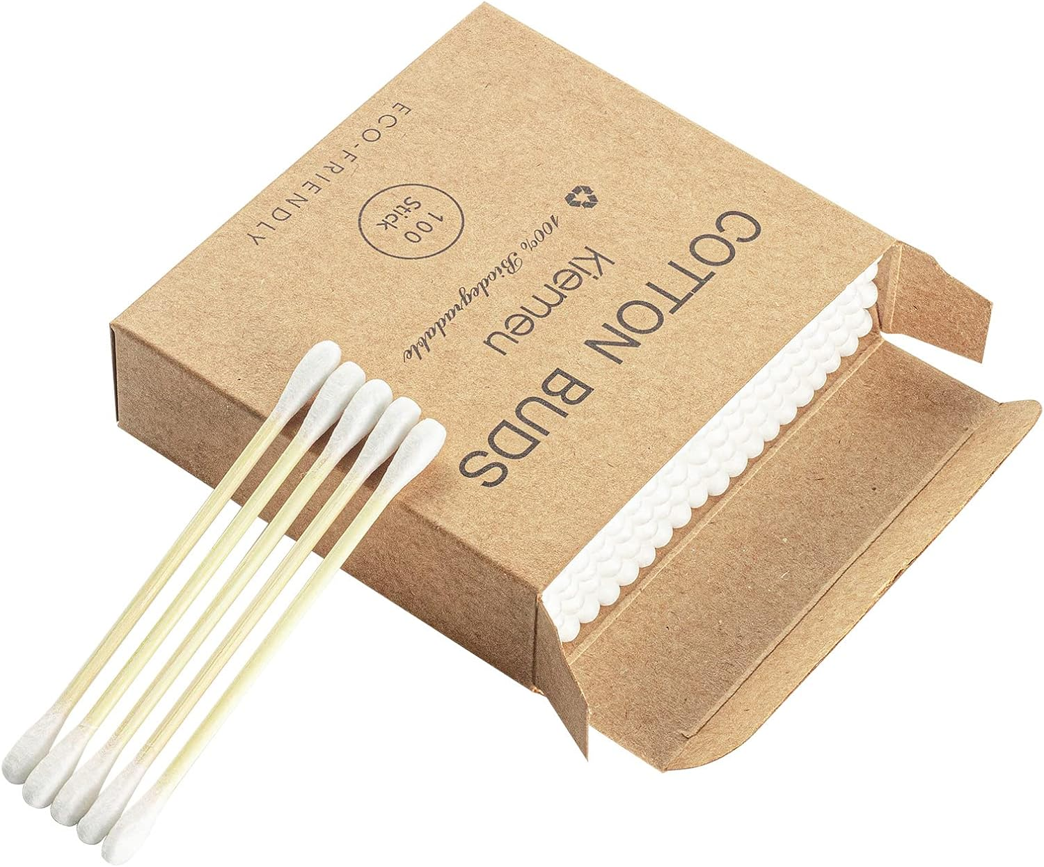 600 Bamboo Cotton Buds Biodegradable, Bamboo Ear Buds Cotton for Cleaning and Doing Makeup image number 2