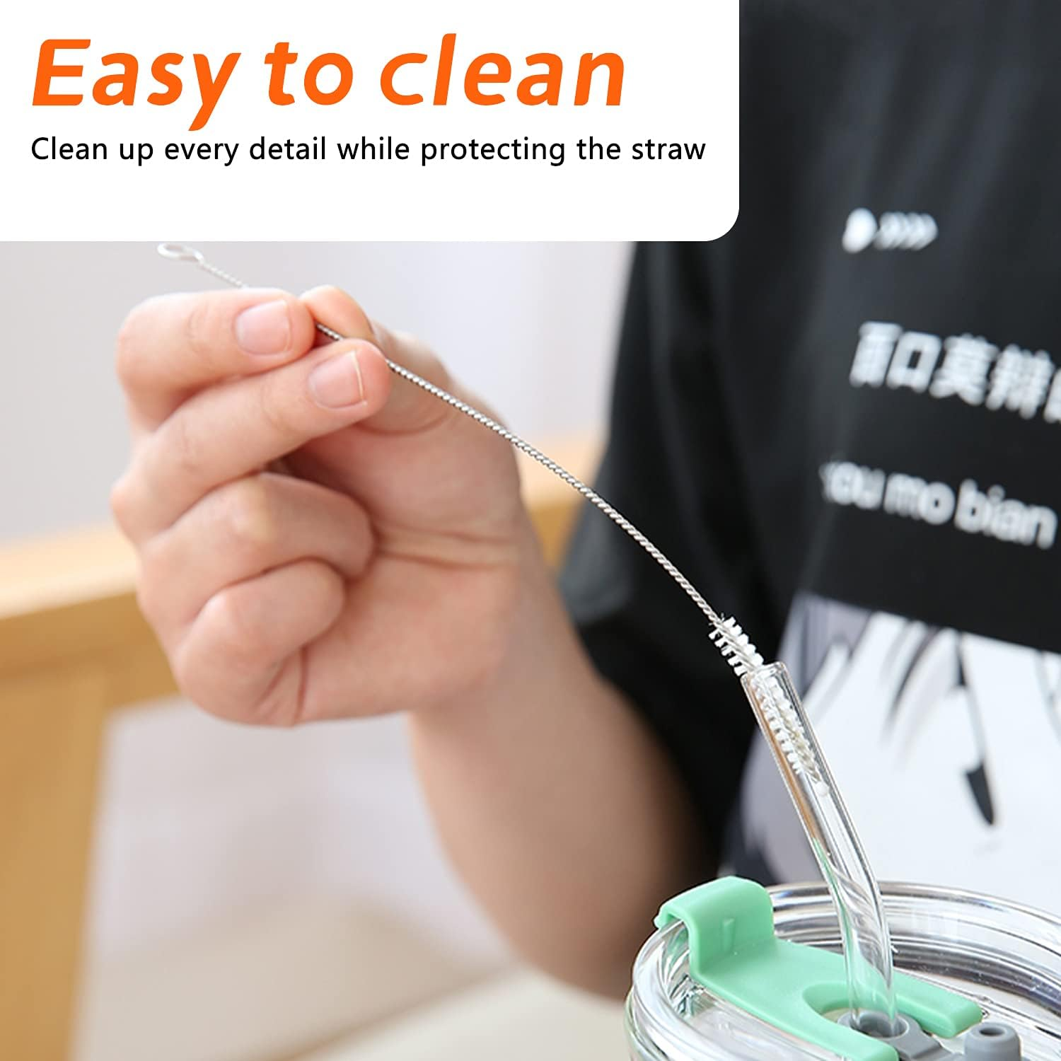 BOROLA Nylon Cleaning Brush Straw Cleaning Brush Set with Stainless Steel Handle Bendable Brush for Cleaning Pipes, Coffee Pots and Other Hard to Clean Crevices.(240 * 50 * 10Mm,6Pcs White) image number 2