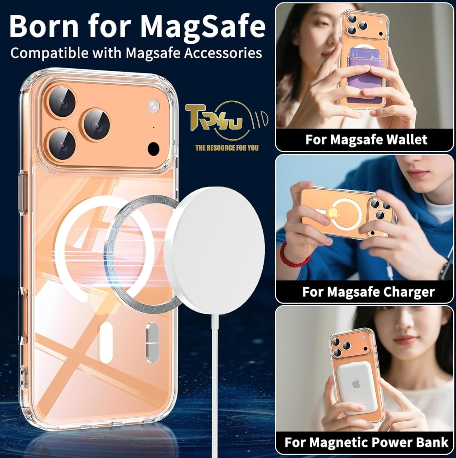 TR4U the Resource for You for Iphone 17 Pro Case Clear Magnetic [Anti-Yellowing] [Military Grade Drop Protection] Hard Back Protective, Compatible with Magsafe Accessories (2025) image number 3
