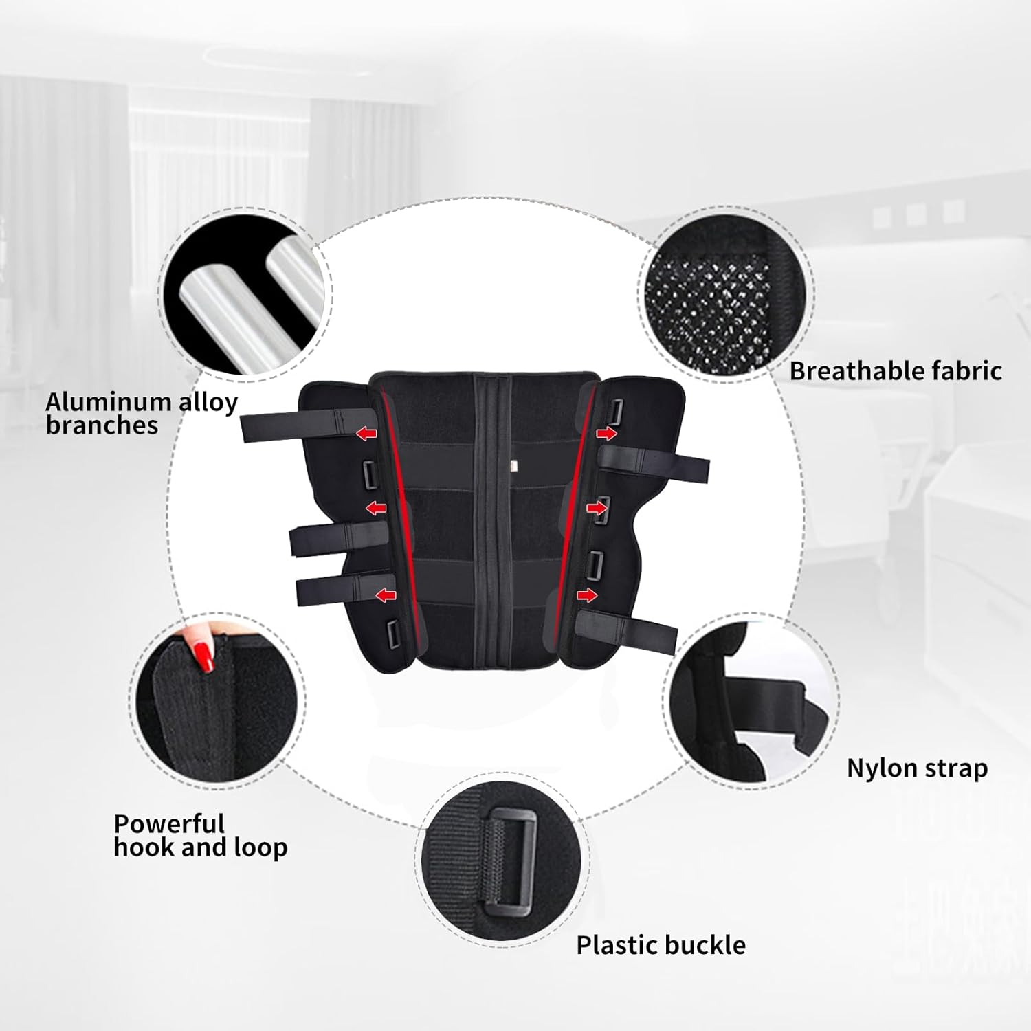 Tri-Panel Knee Immobilizer Full Leg Support Brace, Adjustable Knee Splint for Post-Surgery Recovery, Fracture, ACL and MCL Injuries Straight Leg Brace for Women and Men (S) image number 6