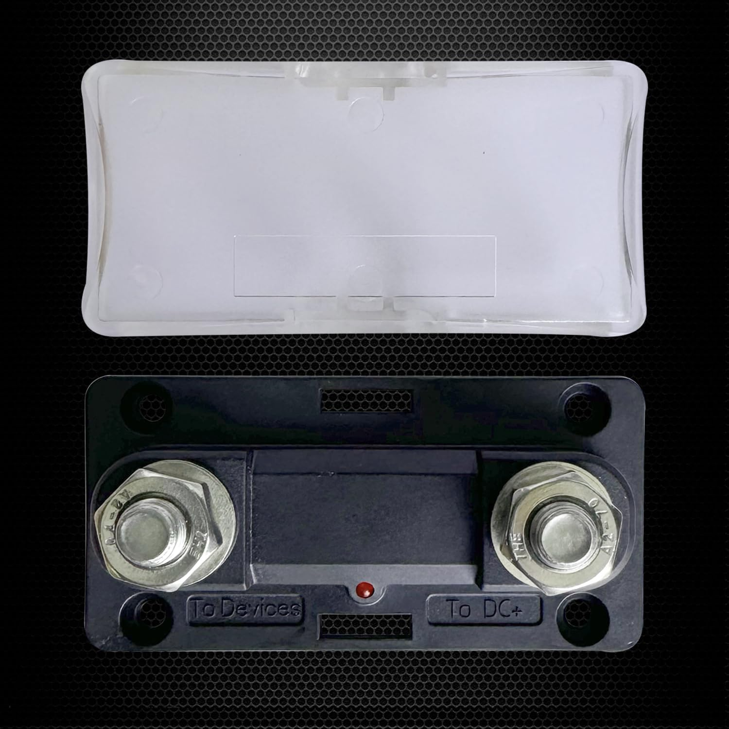 35-500 Amp ANL Fuse Holder, Ampper DC 12-32V In-Line ANL Fuse Block Kit W/ M10 (3/8") Studs, Illuminated Indicator, Insulating Cover and 500A Ceramic Fuse image number 1