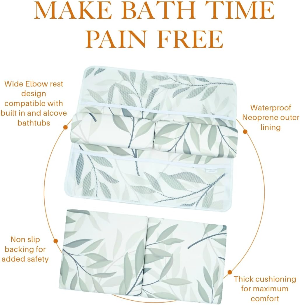 Baby Bath Kneeler and Elbow Rest Pad Set - Super Thick Kneeler and Elbow Pad with Toy Storage and Organiser Pockets (Australian Eucalyptus, 58Cm W X 52Cm L X 4Cm H) - Australian Eucalyptus image number 5