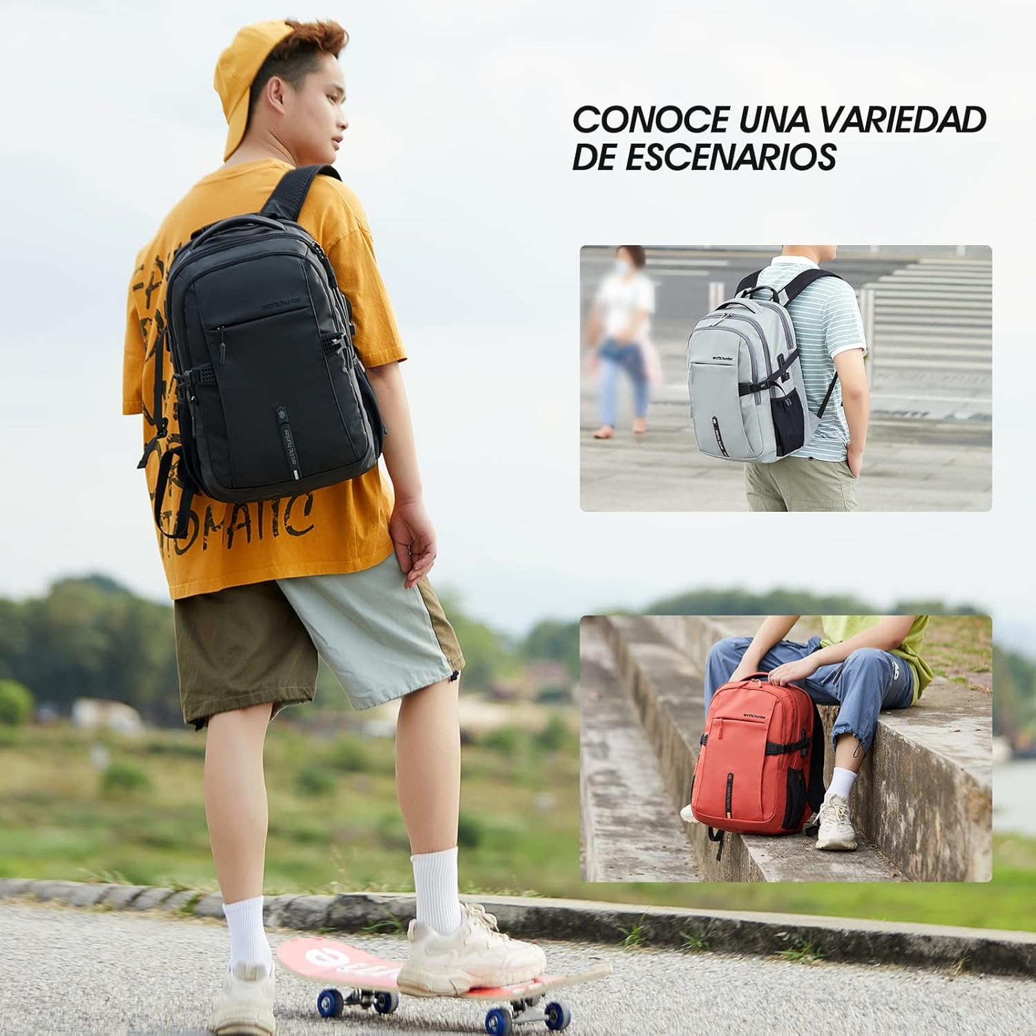 Laptop Backpack, ARCTIC HUNTER AH Anti-Theft Waterproof Backpack with USB Charging Port, Business Backpack with Multiple Compartments 15.6 Inch image number 5