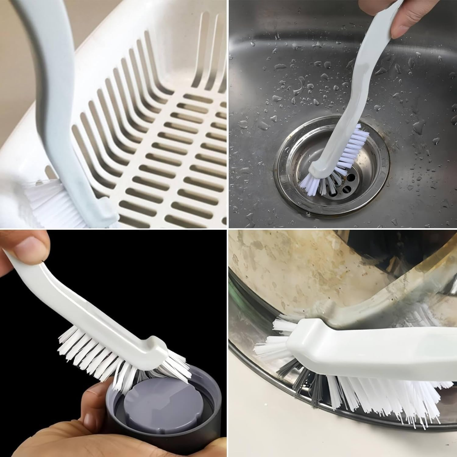 10Pc Kitchen Right Angle Scrub Brush, Sink Household Dish Pot Pan Edge Corners Angle Scrub Brushes, Bulk Sink Bathroom Edge Corner Cleaning Right Angle Brush image number 2