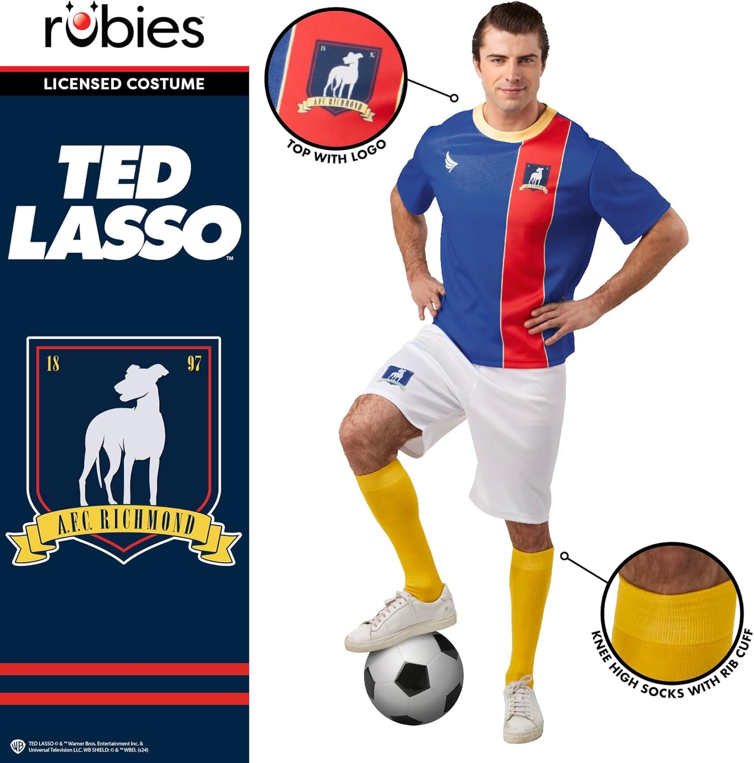 Rubie'S Adult Ted Lasso AFC Richmond Soccer Costume, as Shown, Large image number 1