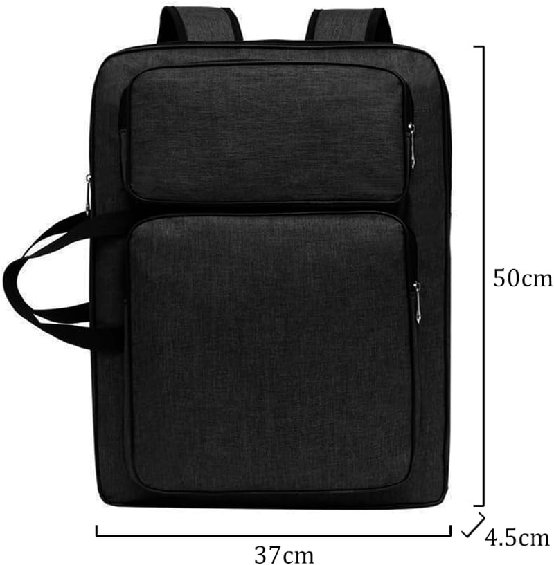 SIQITECHUK A3 Artist Portfolio Case Portable Drawing Board Bag Waterproof Art Backpack Painting Sketch Storage Organizer Large Art Carry Tote Bag with Shoulder Strap for Artist Student Adult Children - Grey image number 4