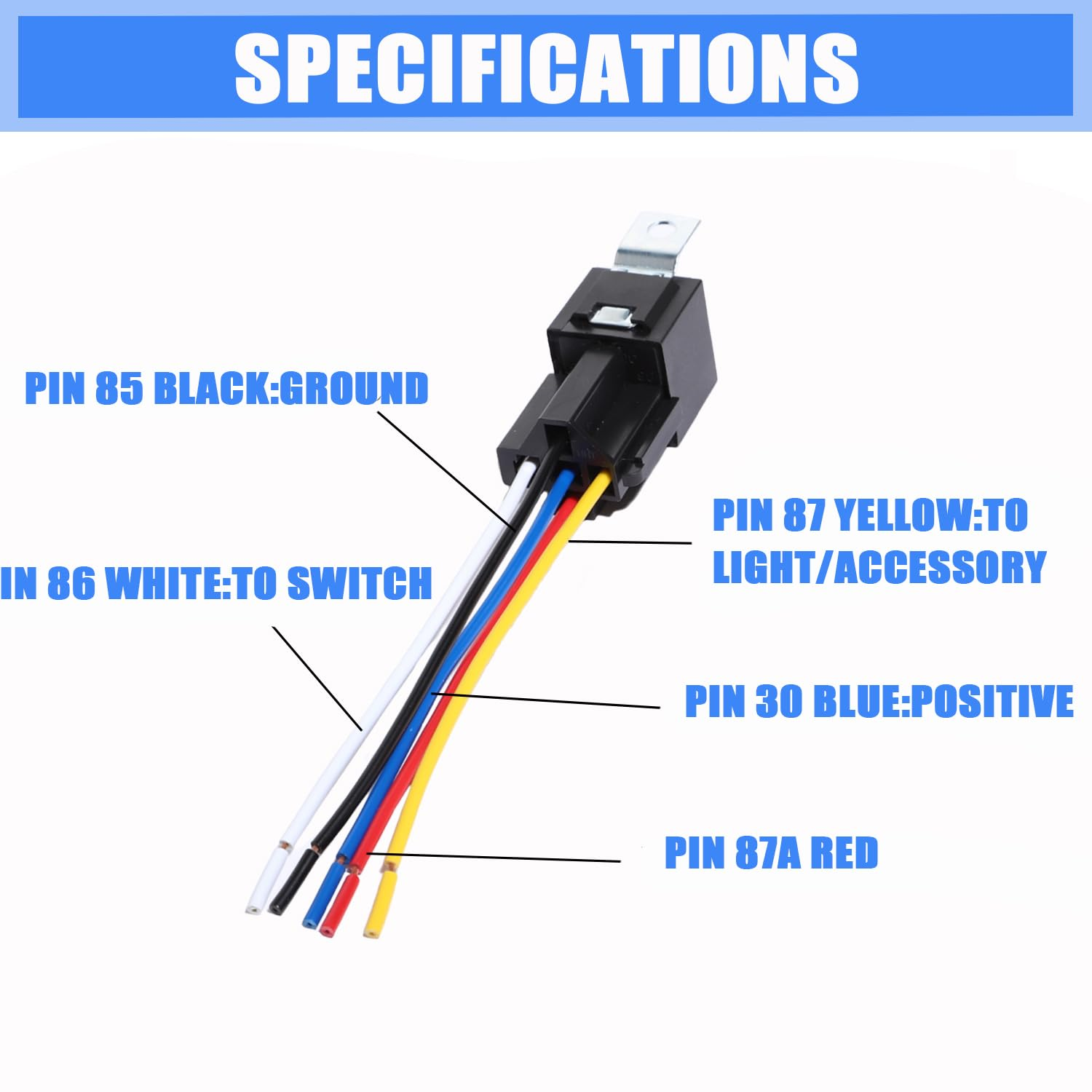 Aikoolwer Automotive Relay Switch Harness Kit 24V 40A SPDT 5 Pin Waterproof Heavy Duty Tinned Copper Wires Bosch Style Car Truck Boat Motorcycle image number 3