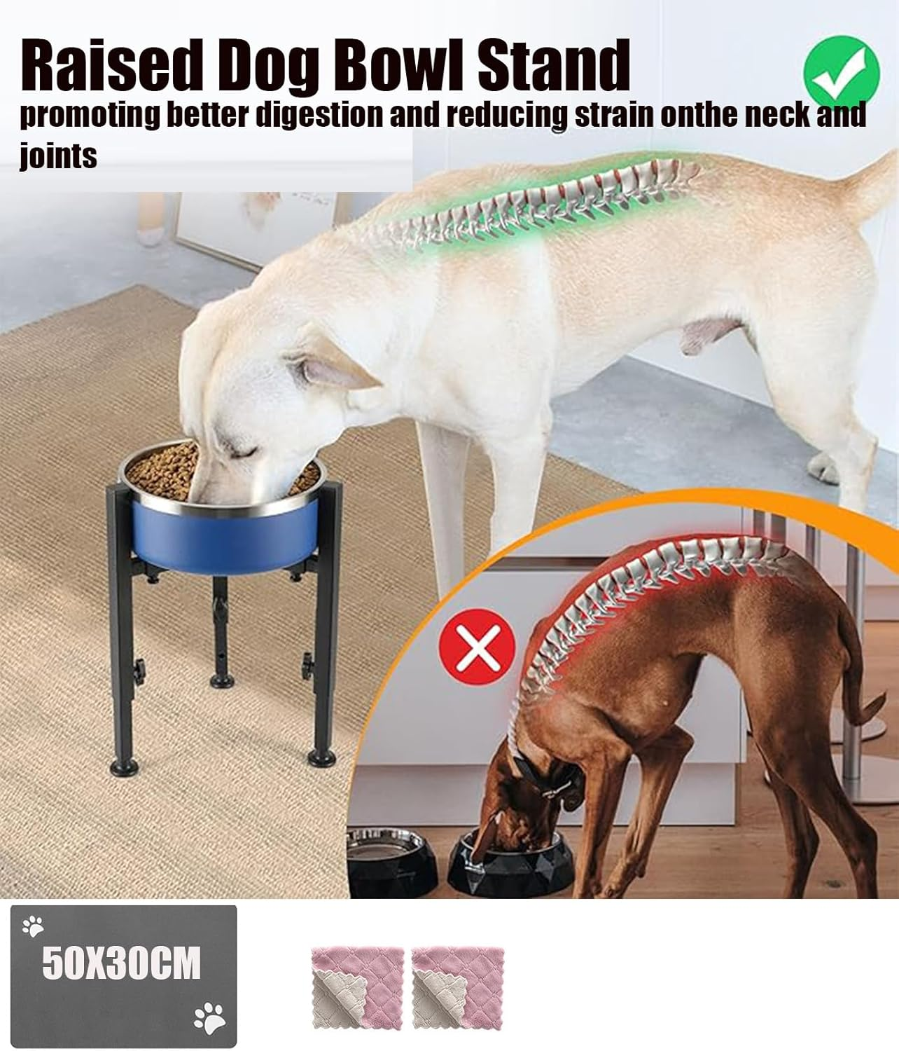 Dog Bowl Stand,Adjustable Elevated Dog Bowl Stand,Metal Canine Feeder Base, Pet Water and Food Container Platform, Pet Bowl Holder for Large, Medium & Small Dogs (Single Bowl Holder) image number 3