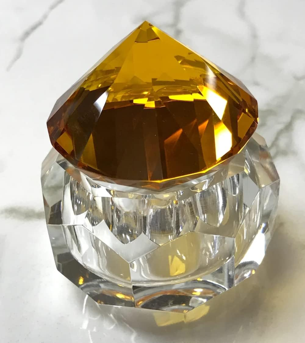 Large Crystal Glass Jar 50Ml with Beautiful Stone Diamond Shape image number 5