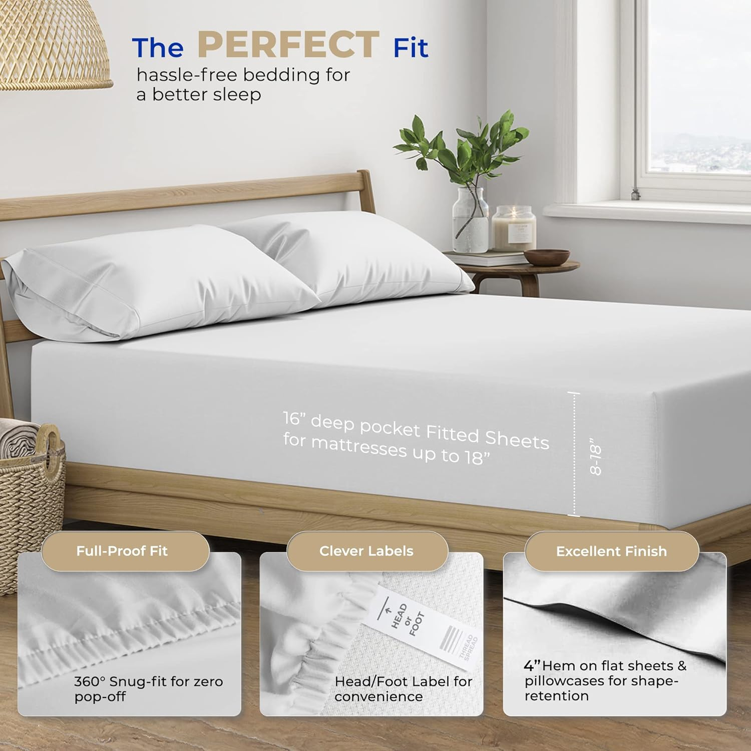 400TC Egyptian Quality 100% Cotton Sheet Set, Split King Size Bedding Set in Silver image number 3