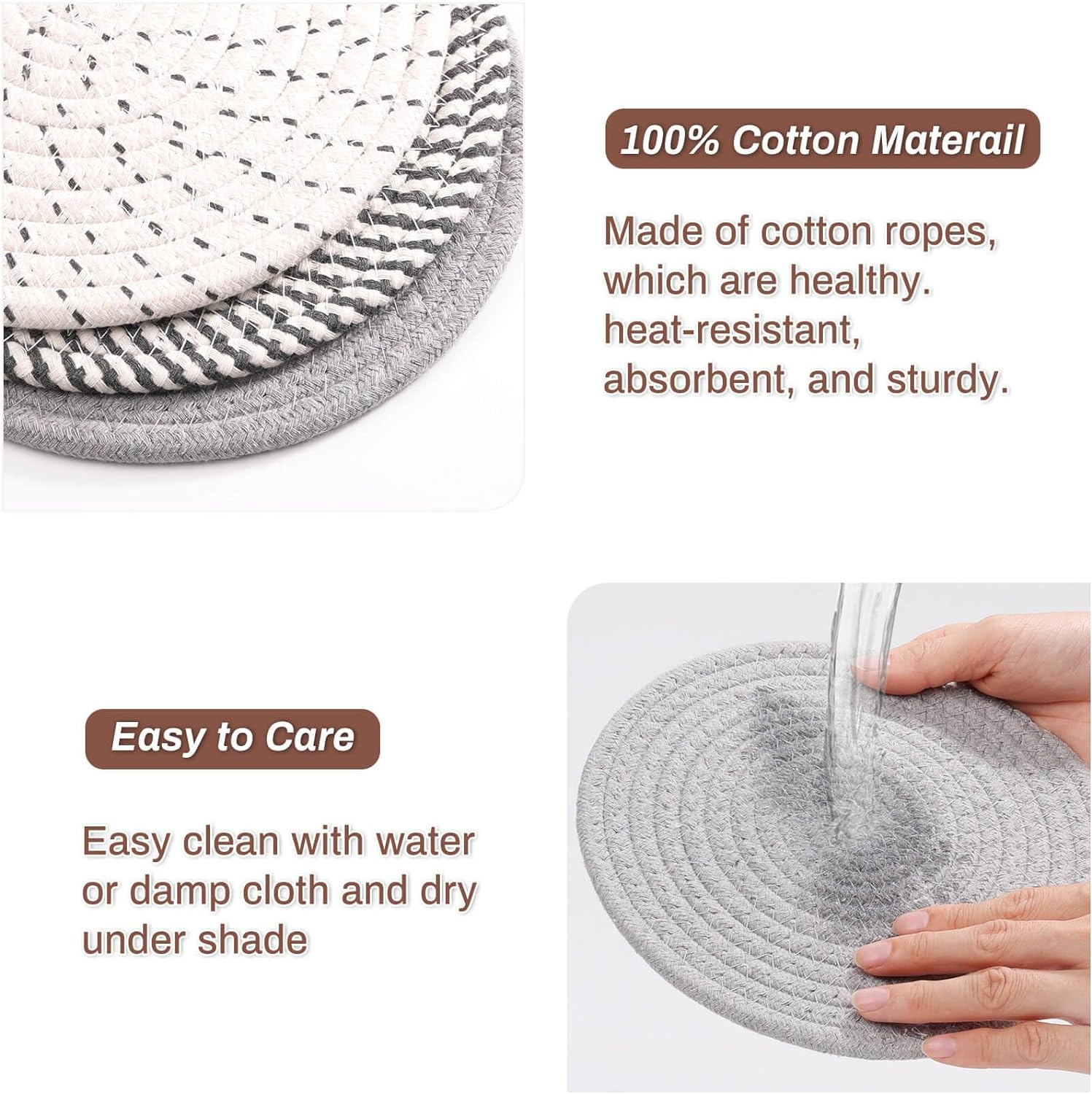 Billbotk 8'' Trivets Hot Dishes, Hot Pots and Pans, 6 Heat Resistant Hot Pads, Pot Holders Kitchen, Hot Plate Mats Kitchen Countertops, Table, Home Essentials New Home and Farmhouse Decor image number 2