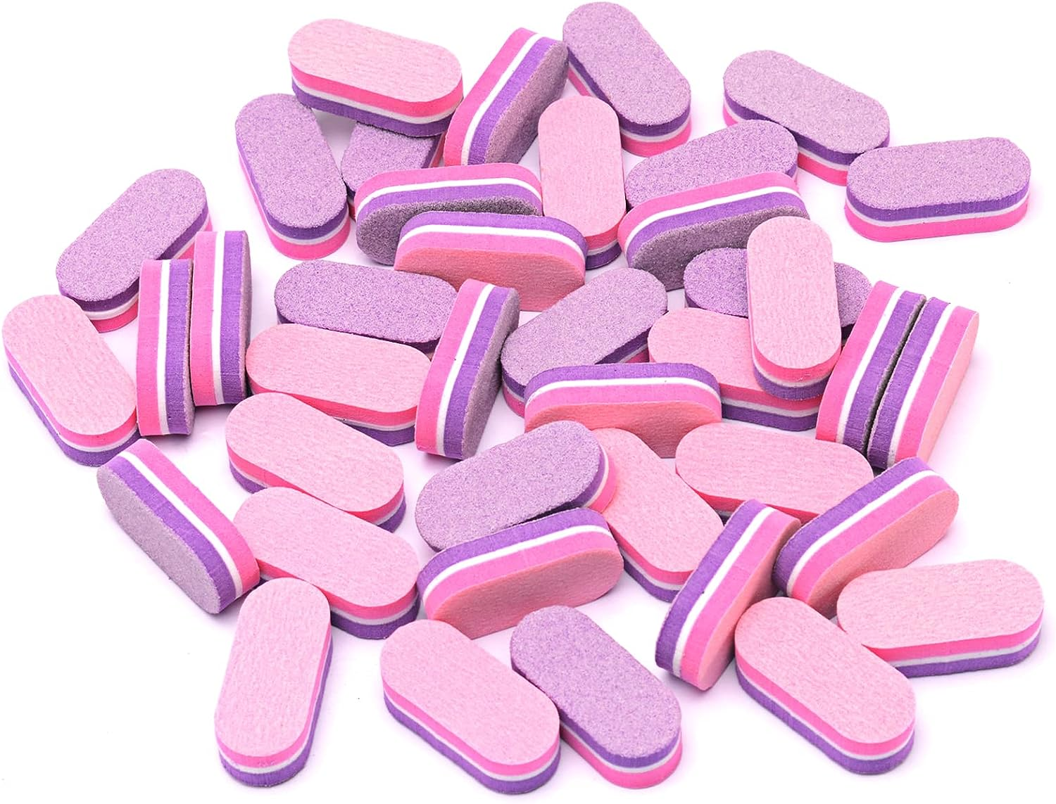 Diesisa Mini Nail Buffers, 40Pc 100/180 Grit Sponge Mini Nail Files Bulk for Acrylic Nails, Buffer Block Nail File,Mini Bulk Nail Buffers Double Sided for Manicure Tools - Pink/Purple image number 2