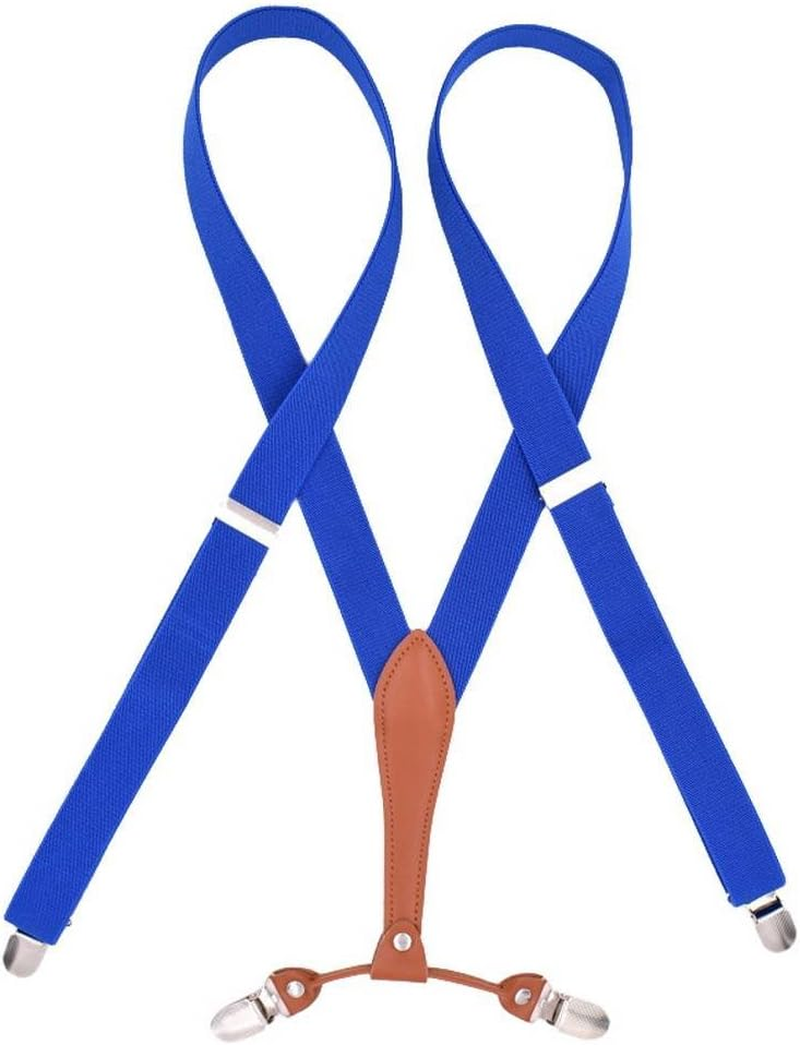 Bigood 25MM Adult Mens Lengthen Elastic Adjustable Braces Suspenders with 4 Clips