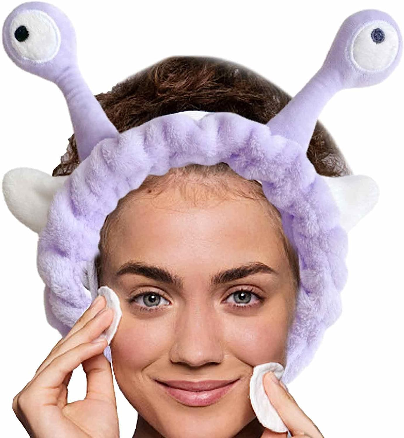 Face Wash Headband | Plush Snail Eyes Headband Spa Hair Bands | Elastic Skincare Head Band | Make up Headband Hair Accessories for Washing Face image number 2