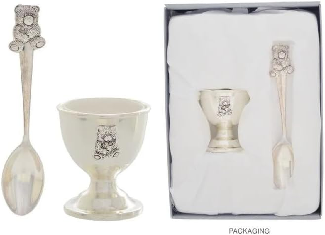 Silver Baby Egg and Spoon Gift Set Newborn Keepsake Christening Boy Girl Present image number 3