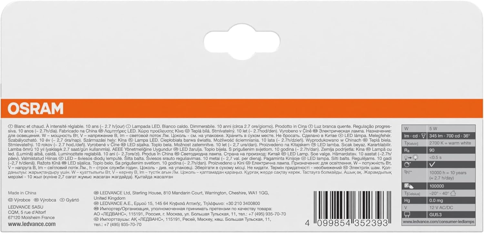 OSRAM LED Base MR16 5 W 927 GU5.3 image number 1