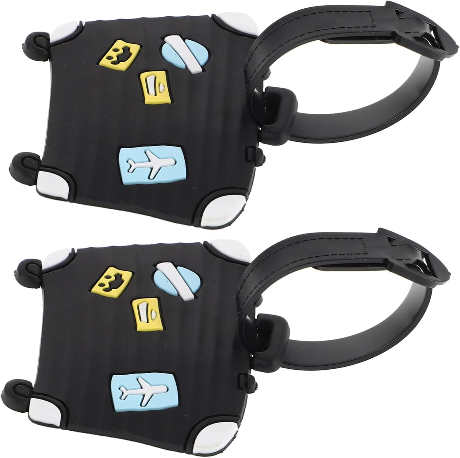 JEWEDECO 2Pcs Cartoon Airplane Luggage Tags Suitcase Identification Markers Chain PVC Card Tags for Baggage Travel Essential Cute Identifier Labels image number 6