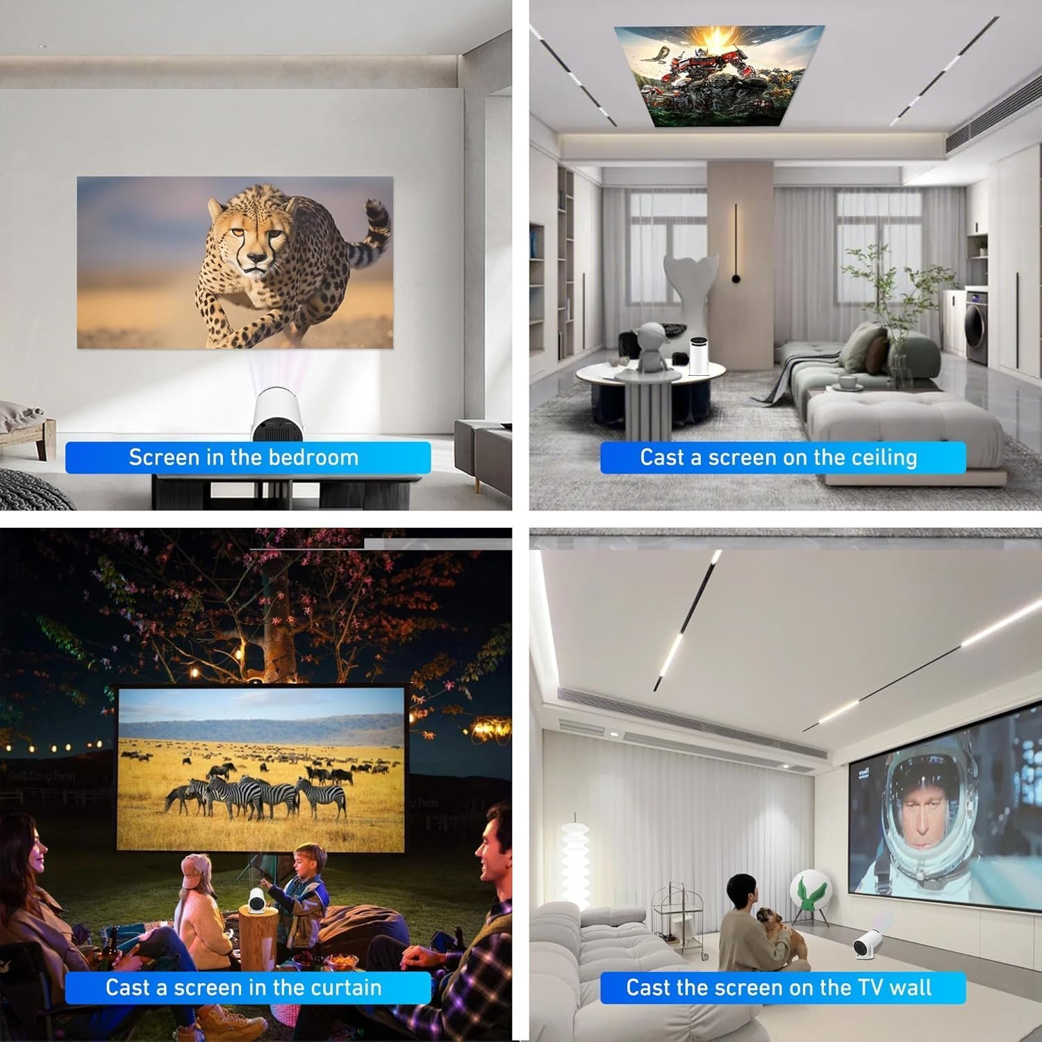 Mini Portable Projector 4K Wifi 6 BT 5.2 Upgraded Portable Projector Full HD Supported for Phone/Pc/Tv/Hdmi /PS5 /Laptop Auto Keystone Home Theater 180&deg; Rotation [Built-In App] image number 1