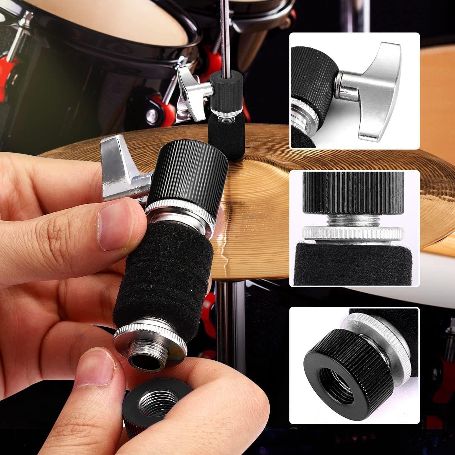 Frame Drum Felt Mat Set, 21Pcs Cymbal Replacement Accessories,Anti Slip,Felt Cymbal Sleeves with Base Wing Nuts, Washer, Sleeves and Base Wing Nuts Replacement for Drum Set