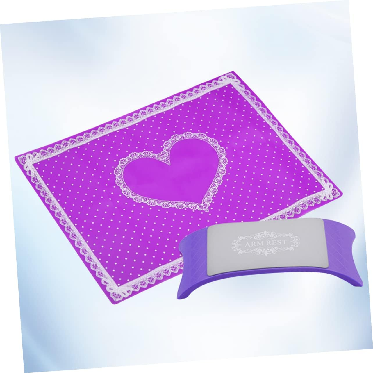 GANAZONO Foldable Silicone Hand Pillow for Manicure Nail Art Cushion Mat Portable Washable Salon Tool Purple image number 2