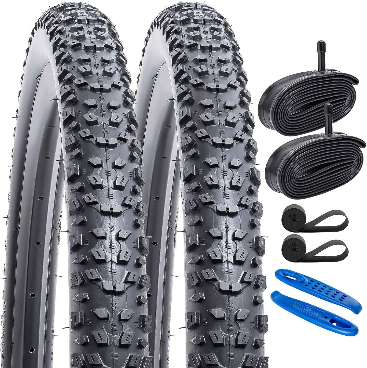 Yunscm 2 Pcs,27.5X2.3 Bike Tires,27.5X2.3 Bicycle Tires,27.5X2.3 58-584 Bike Tyres +Bike Inner Tube Schrader Valve 32Mm+Rim Strap+Tire Lever,Mountain Bike Tire 27.5 2.3,MTB Tire 27.5 2.3,Y-210 image number 6