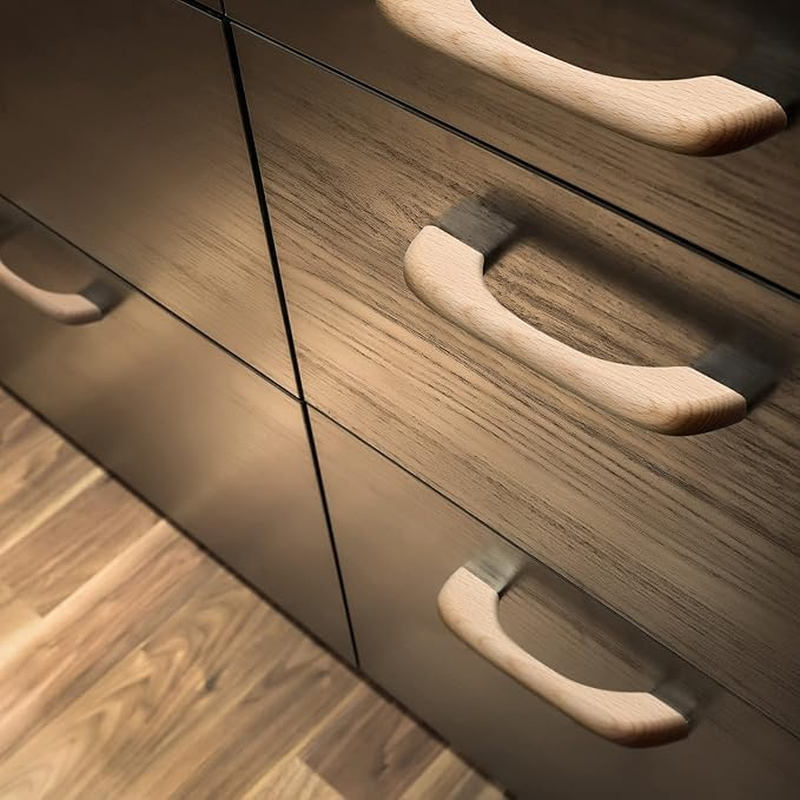 10 PCS Wooden Drawer Pulls Wooden Handles Wood Cabinet Pulls Unfinished Knobs Pulls Handles with Screws Wood Handles for Drawers Dresser Wardrobe image number 1