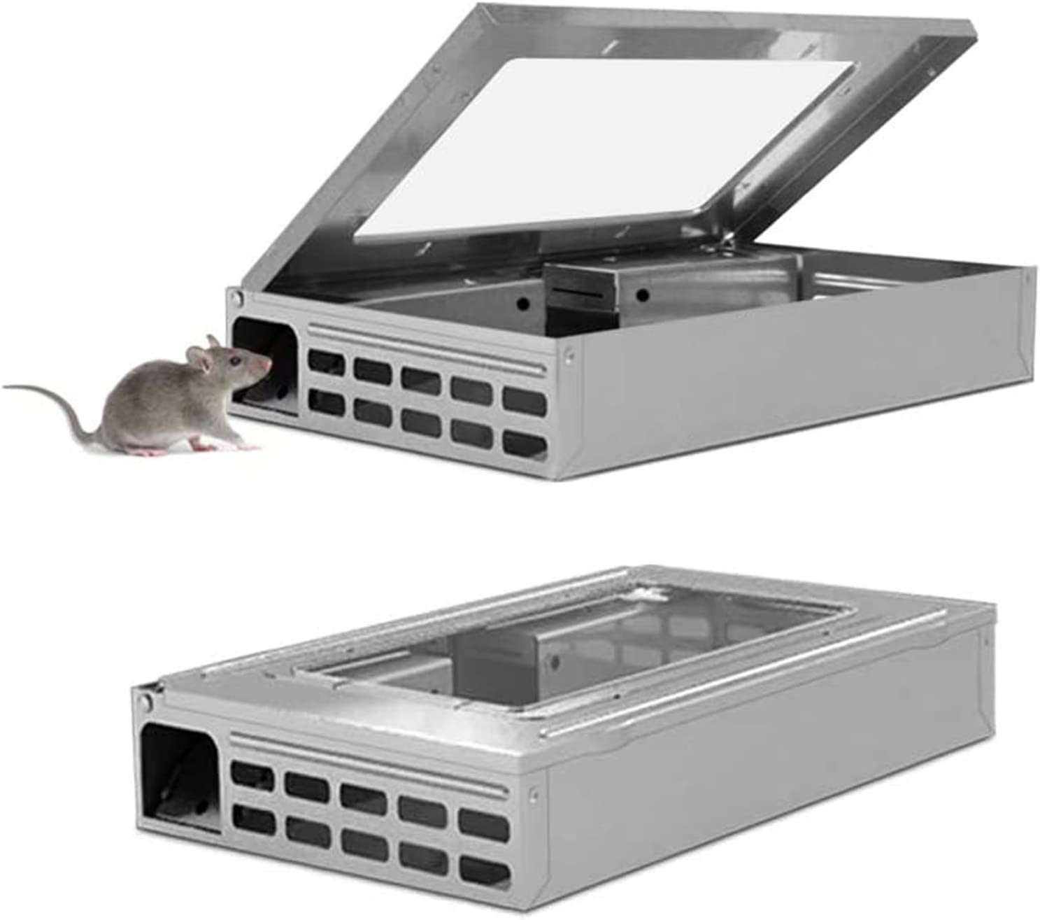 Humane Multi-Catch Live Mouse Trap | No-Kill Safe Design with Clear Top & Durable Metal Construction | Reusable Indoor/Outdoor Rodent Catcher for Home, Garage, Kitchen image number 2