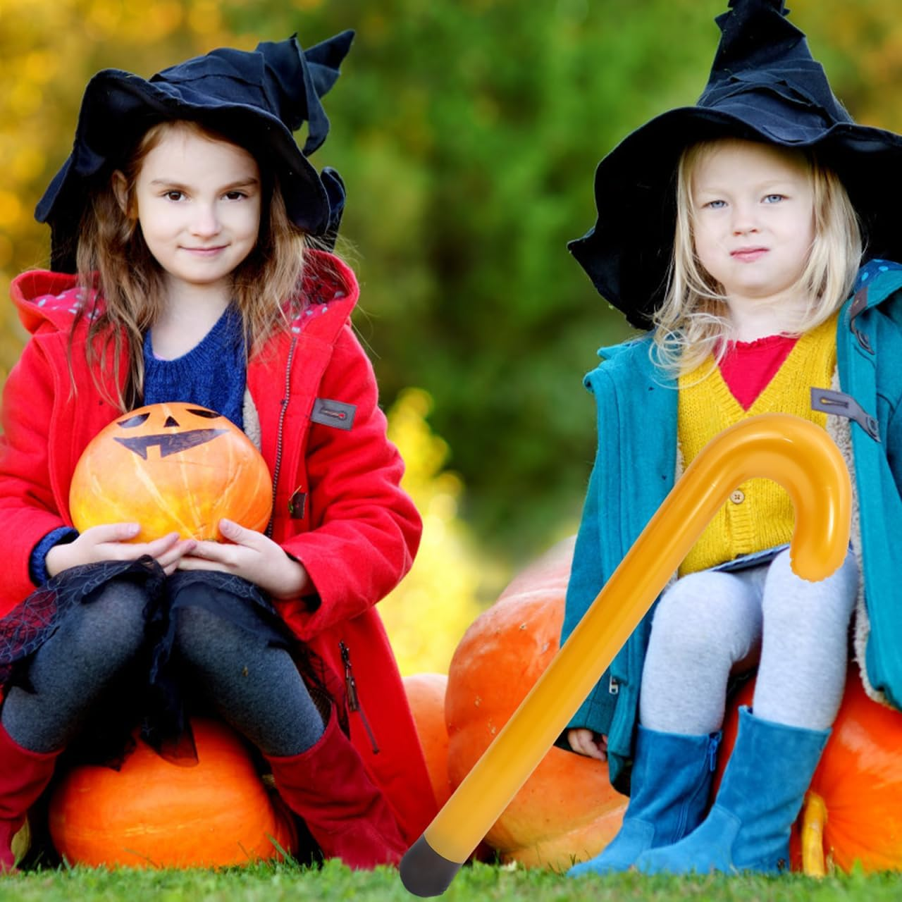 PRETYZOOM Halloween Inflatable Walking Stick, 35 Inch Blow-Up Giant Crutch Balloon for Elderly Cosplay Costume Accessory, Halloween Party Supplies image number 4