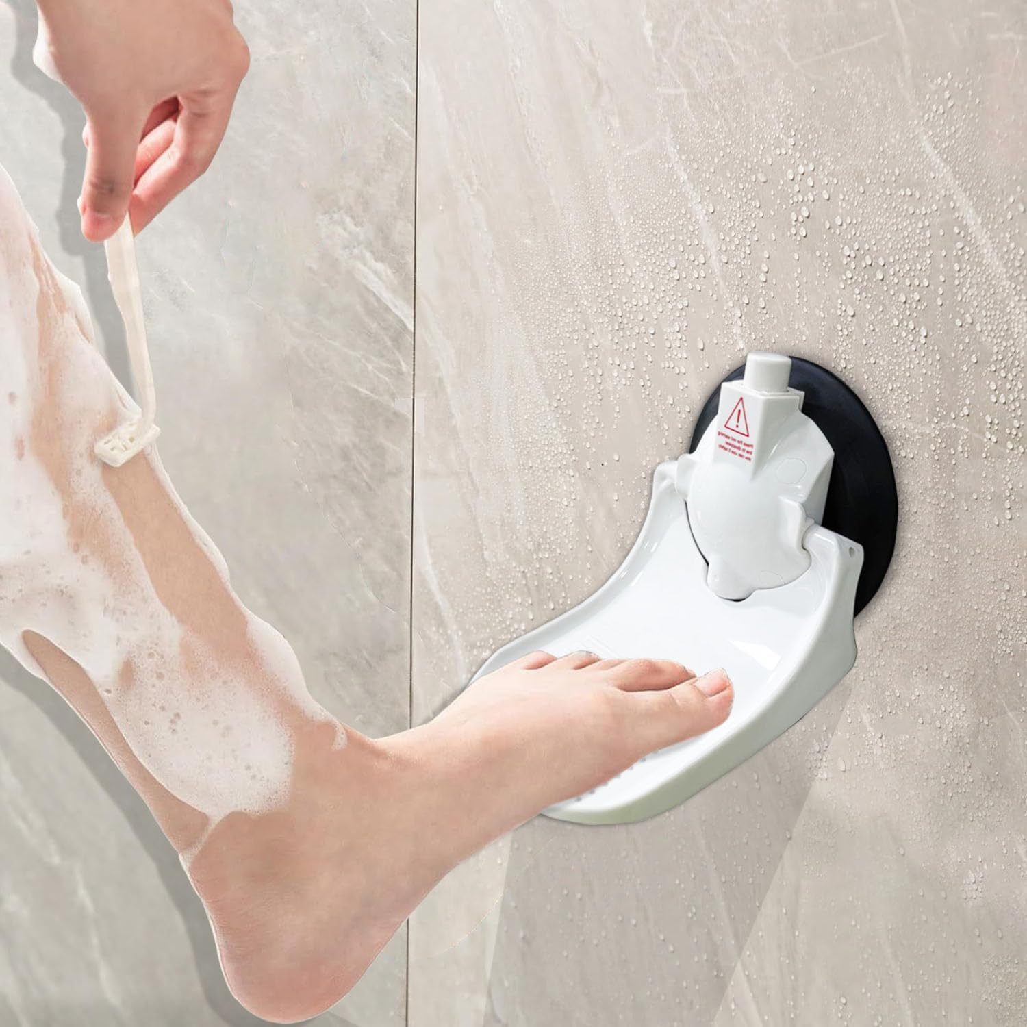 Shower Foot Rest for Shaving Legs, Upgraded Safety Bathroom Foot Pedal with 5 Inches Powerful Suction Cup, Maximum Load Capacity 368 Pounds, Foot Stand for Shower to Shave Legs, White image number 5