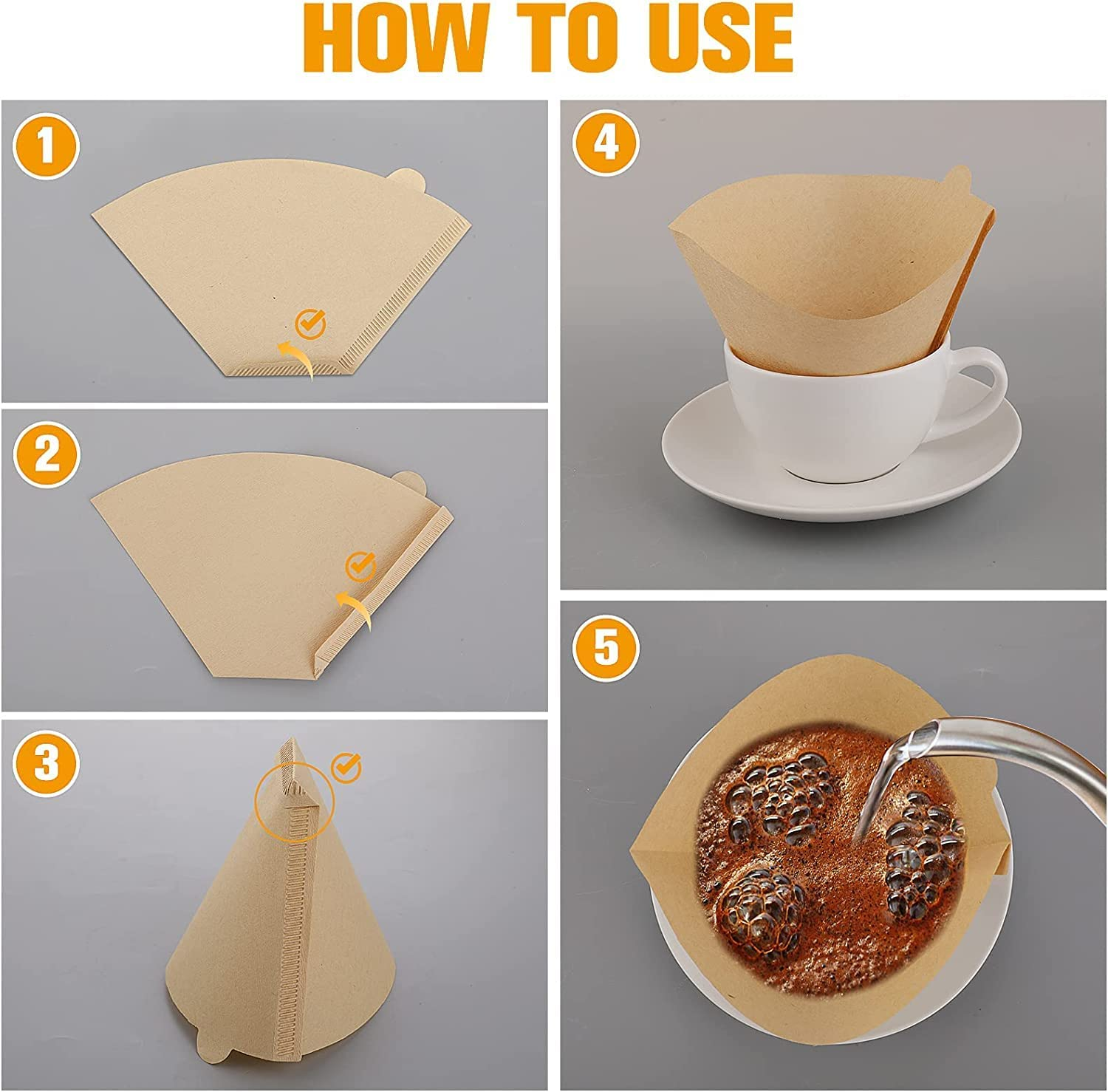 100 Pcs Coffee Filter Papers, 7.5X4.3 Inch Coffee Filter Bags Size 04 Disposable Coffee Filters Natural Unbleached Cone Filter Papers for Coffee Dripper & Pour over Coffee Maker - White image number 2