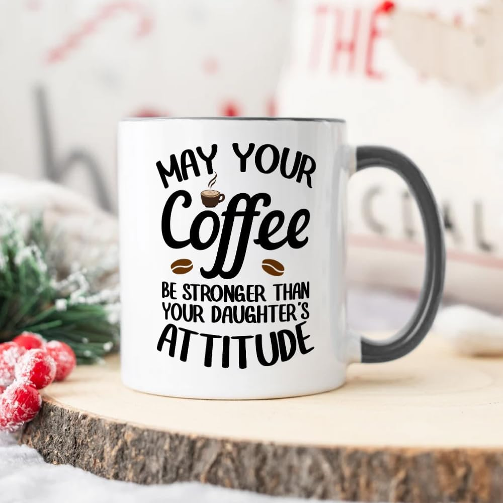 Funny Gifts for Mom Dad from Daughter,Humorous Coffee Mug Gifts from Daughter, Hilarious Birthday Mother&rsquo;S Father&rsquo;S Day Thanksgiving Christmas Mug for Mom Dad 11OZ Tea Cup image number 1