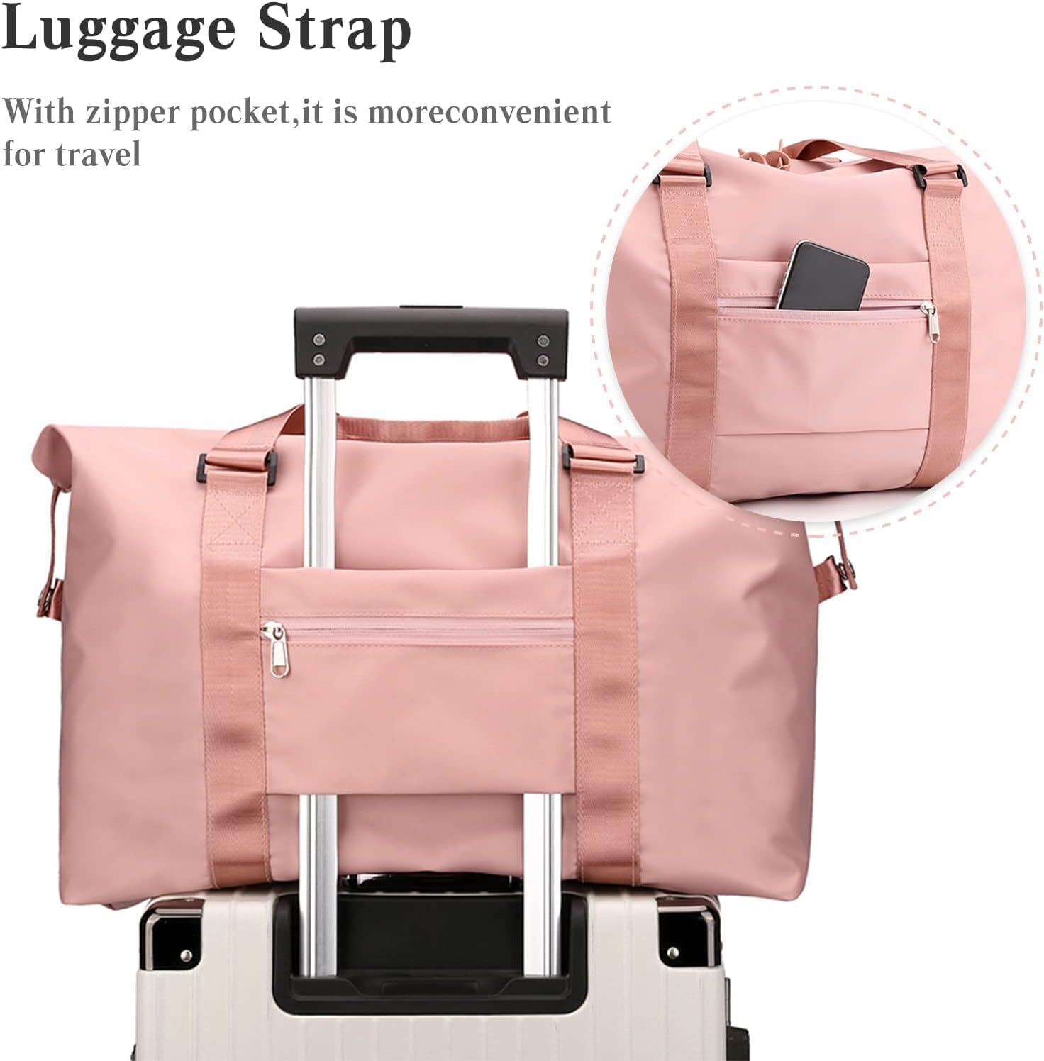 Sports Gym Bag for Women, Duffle Bag with Wet Pocket Compartment, Personal Item Travel Workout Bag (Black) image number 3