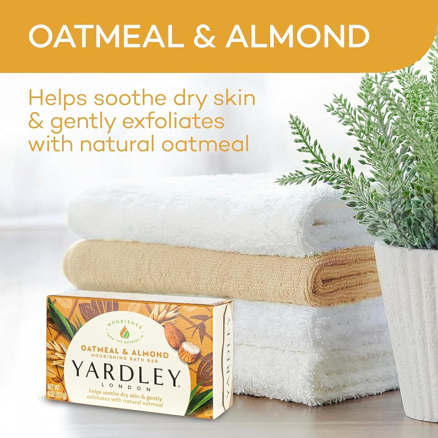 Yardley Oatmeal and Almond Naturally Moisturizing Bath Bar (Pack of 20) image number 2