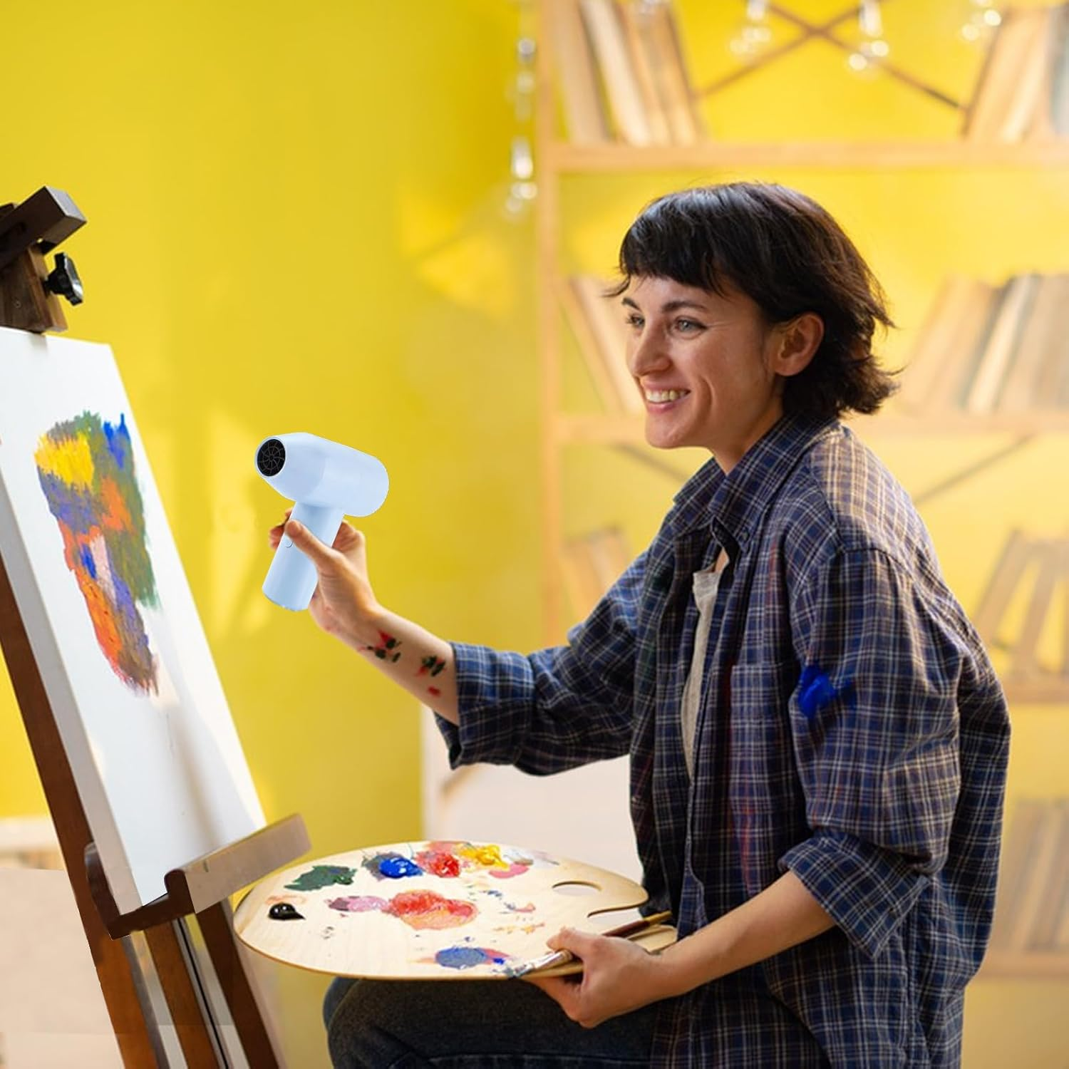 Art Blow Dryer for Painting,Portable Cordless Air Dryer for Watercolour, for Art Students and Artists, Fast Drying Hair Care Solution image number 4