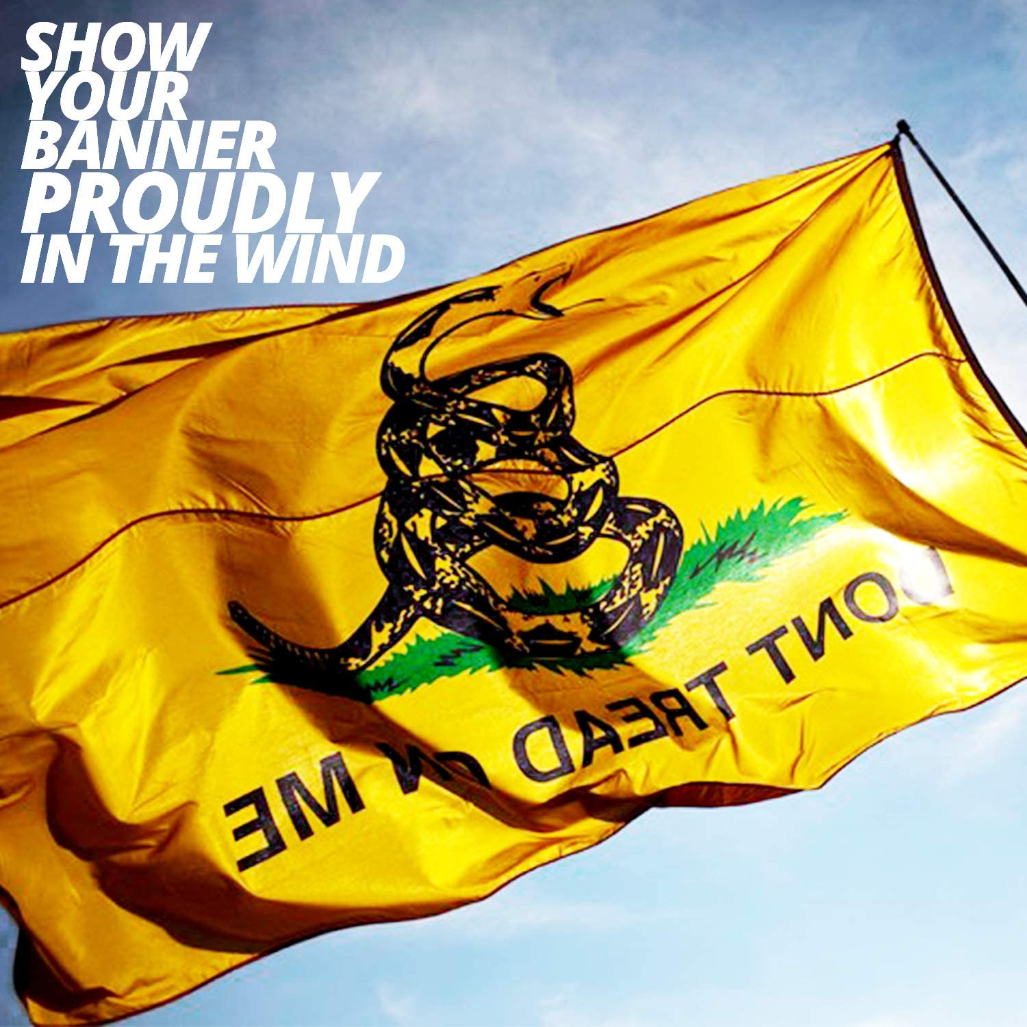 ANLEY Fly Breeze 3X5 Foot Don'T Tread on Me Gadsden Flag - Vivid Color and UV Fade Resistant - Canvas Header and Double Stitched - Tea Party Flags Polyester with Brass Grommets 3 X 5 Ft image number 3