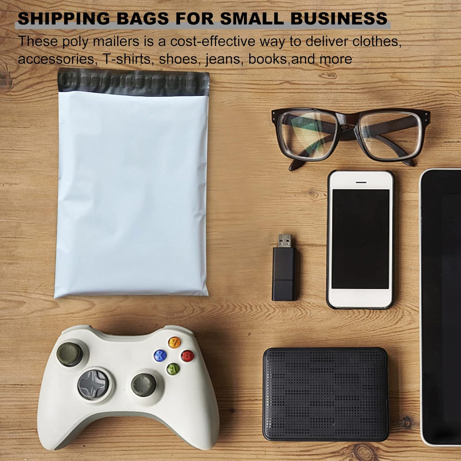 Oaustect 14.5" X 19" Large White Poly Mailers,100 Pcs Shipping Envolopes with Strong Self-Sealing Adhesive Waterproof and Tear-Proof