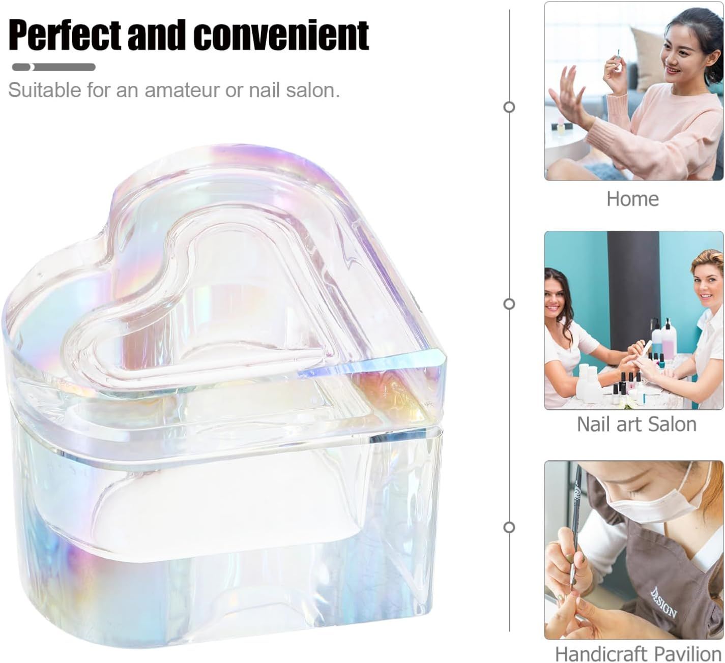 LALAFINA Crystal Glass Nail Dish with Lid Dazzling Crystal Dappen Bowl Heart Nail Art Cup for Professional Use and Home Use image number 5