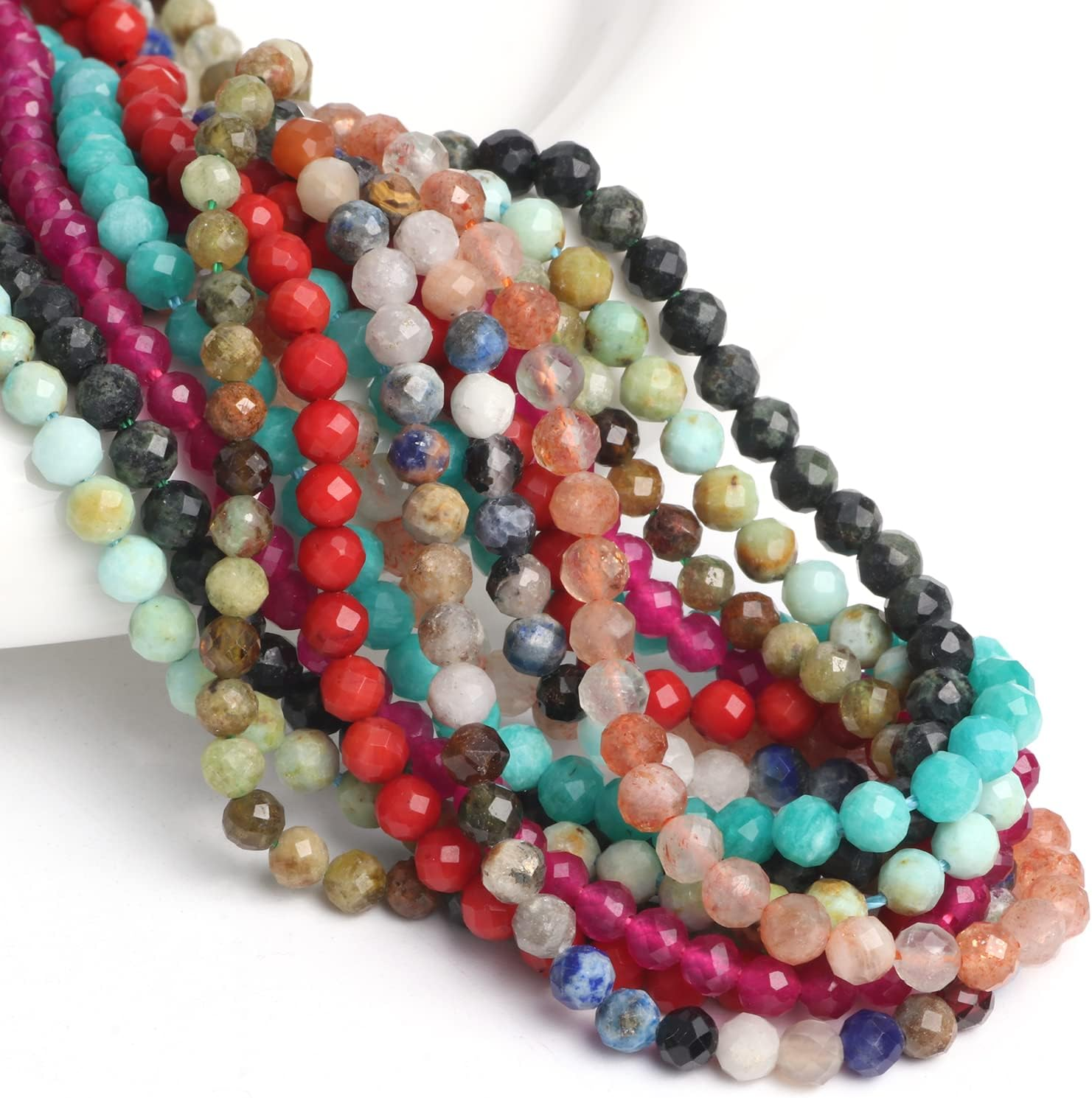 Natural Stone Faceted Small Waist Bead Tiny Loose Spacer Bead for Jewelry DIY Making Bracelets image number 2