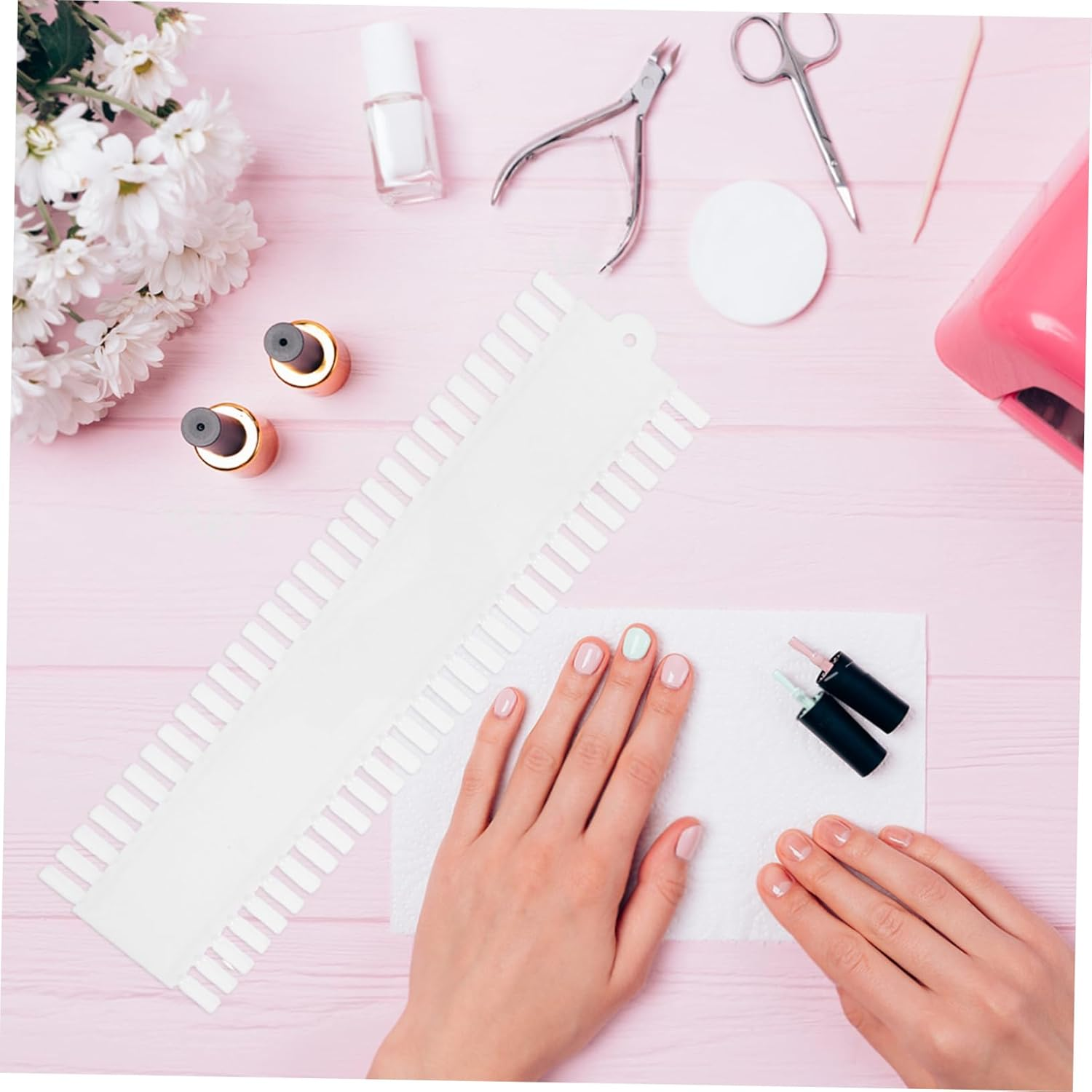DINHEAROM 2Pcs Nail Tips Practice Board with Colors Nail Polish Display Palette Beige and Personal Use Sample Chart image number 4