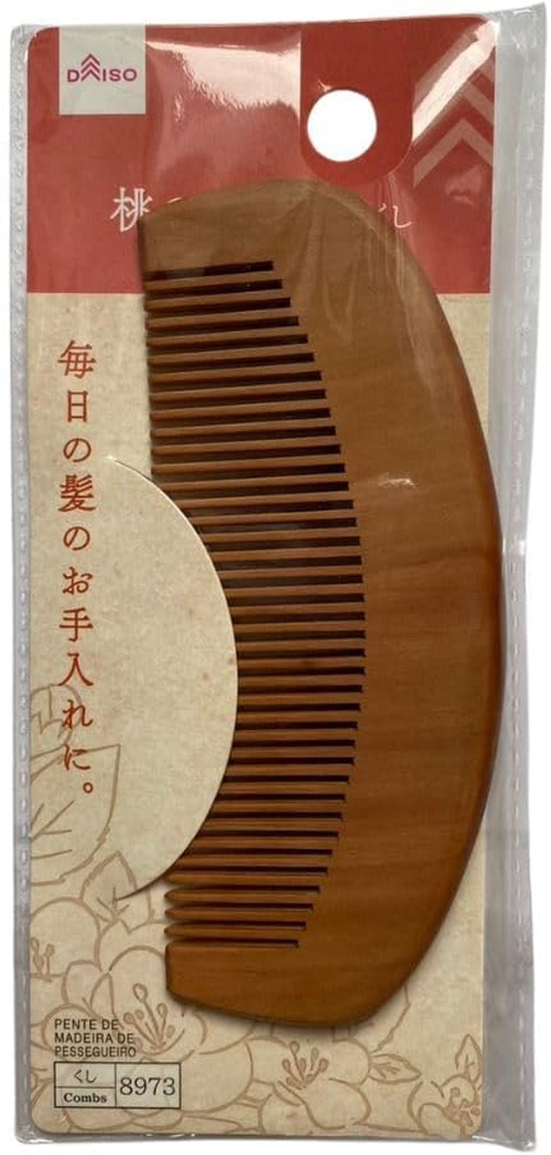 Daiso [Japanese Style] Peach Wood Natural Comb - anti Static Hair Lustrous Hair Can,Also Make Oil Combs. 8973 image number 1